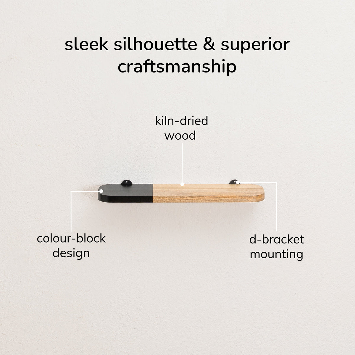 Norton Solid Wood Natural & Black Shelf - Small