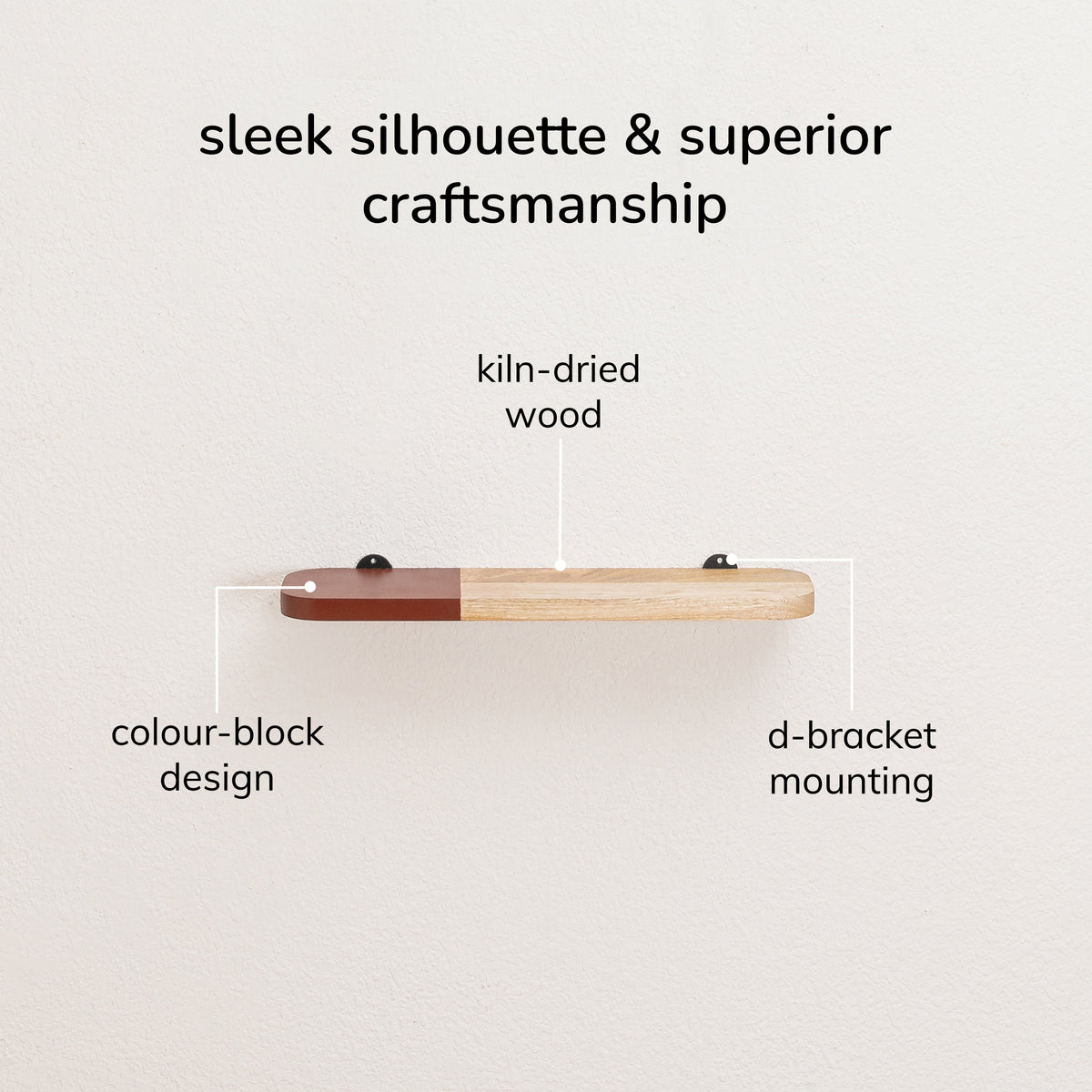 Norton Solid Wood Natural & Burgandy Shelf - Small