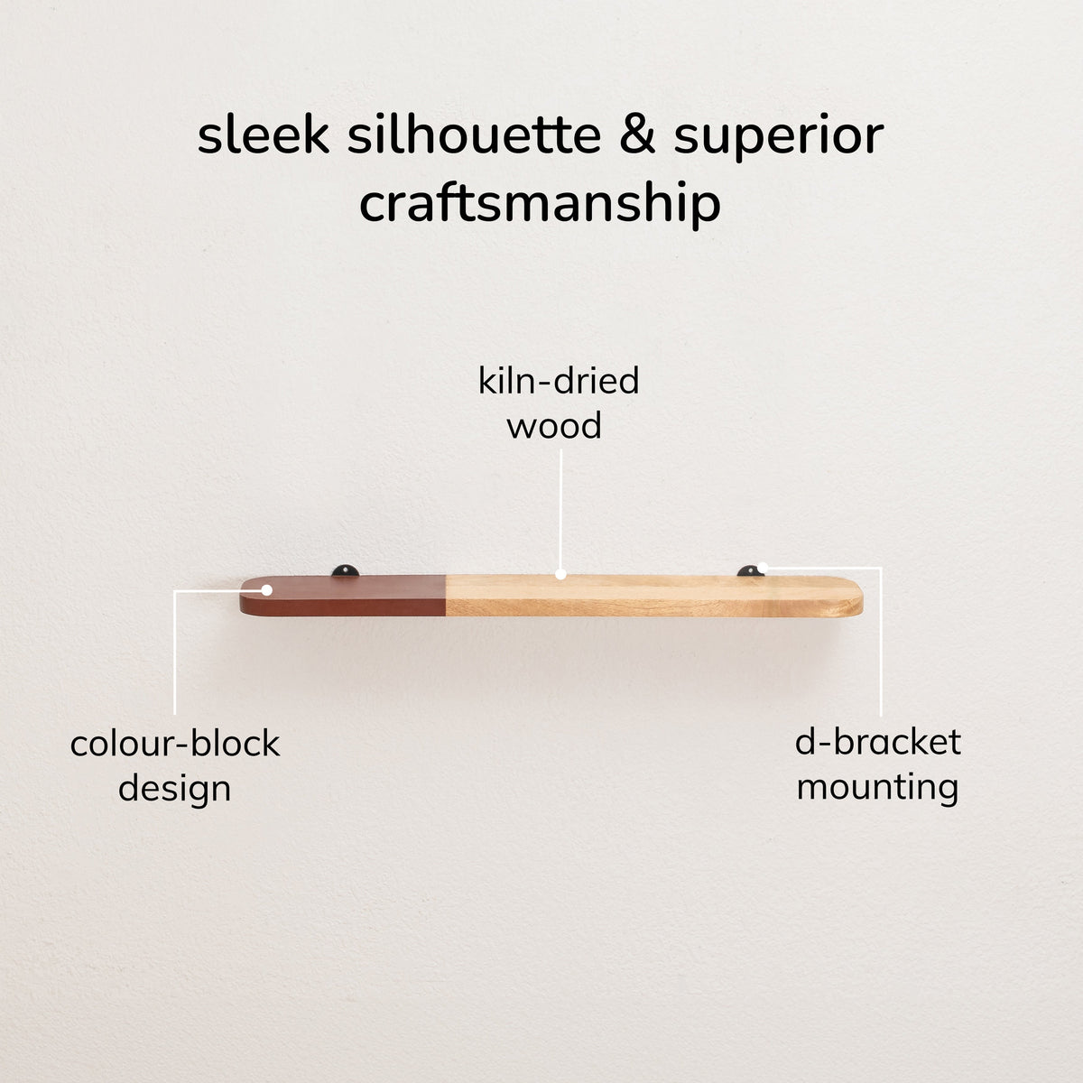 Norton Solid Wood Natural & Burgandy Shelf - Large