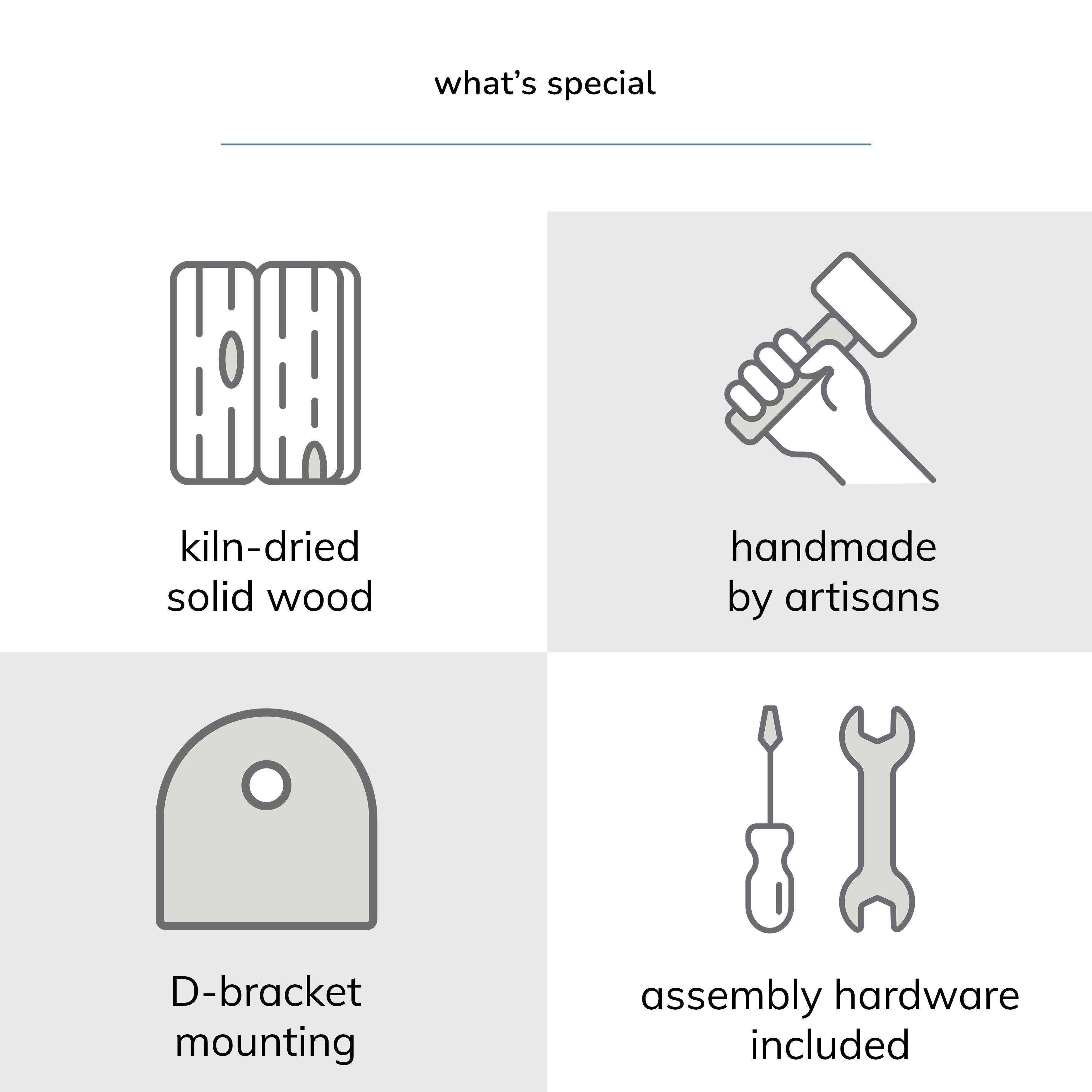 Hamish Solid Wood Black Wall Mounted Shelf - Large