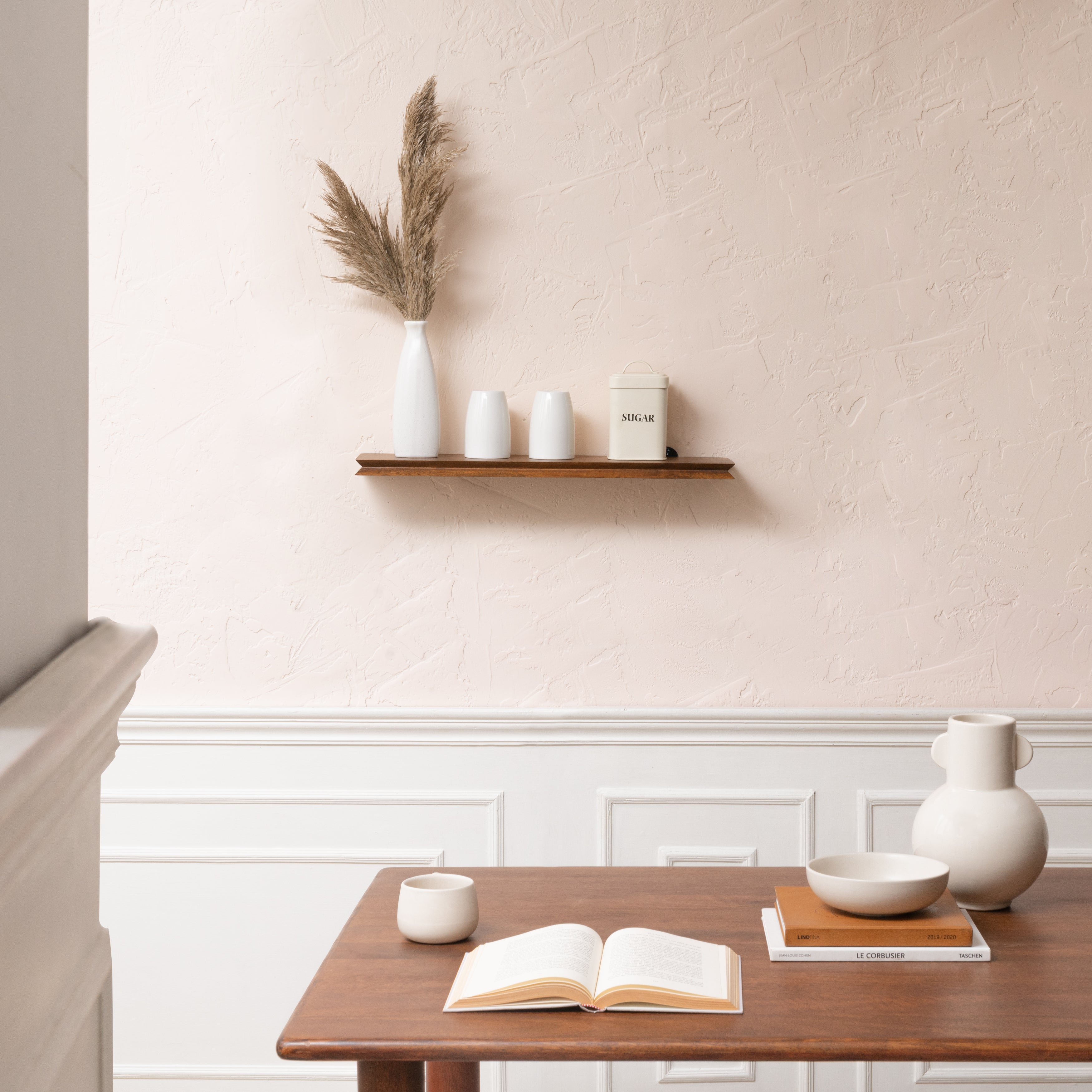 Hamish Solid Wood Walnut Wall Mounted Shelf - Small