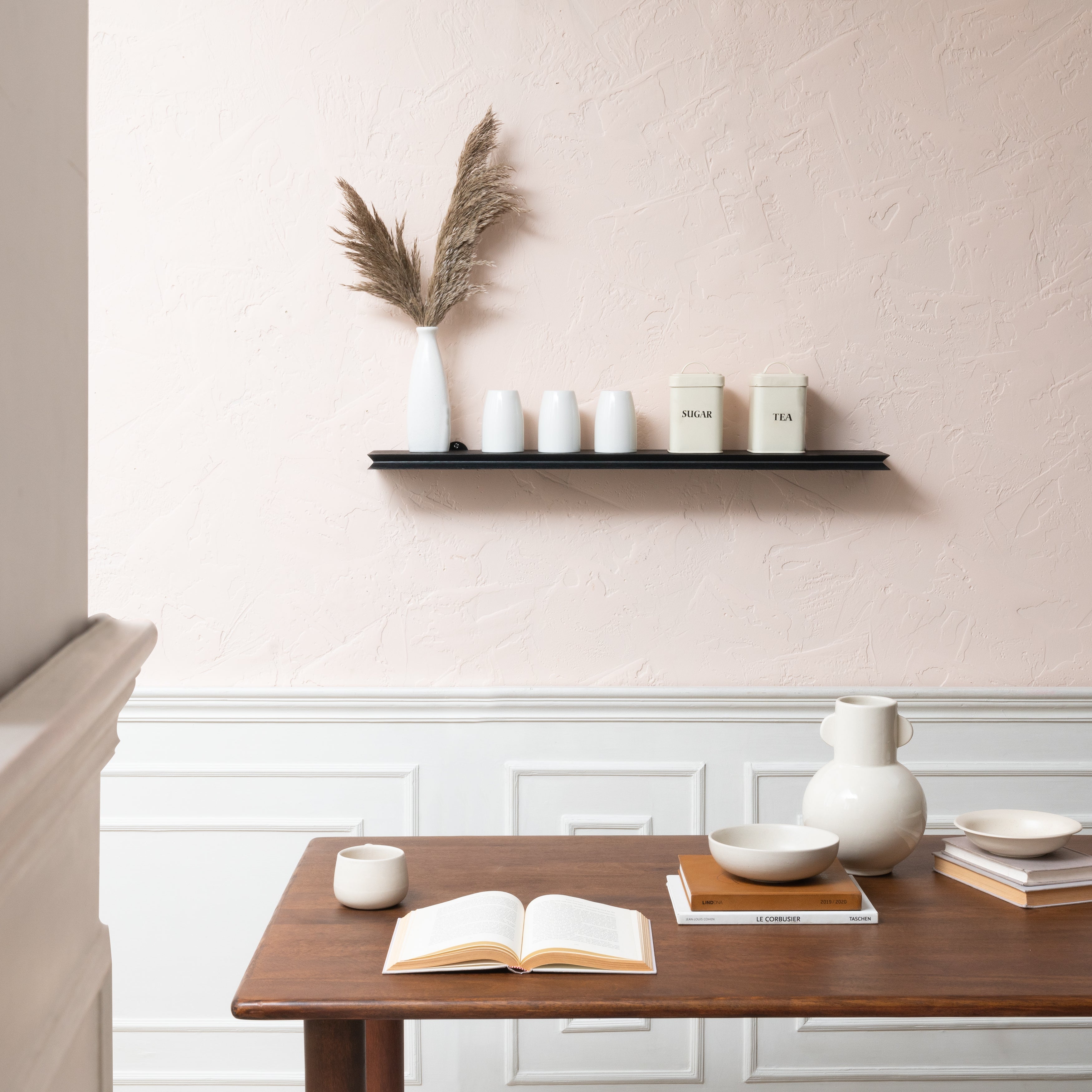Hamish Solid Wood Black Wall Mounted Shelves - Large