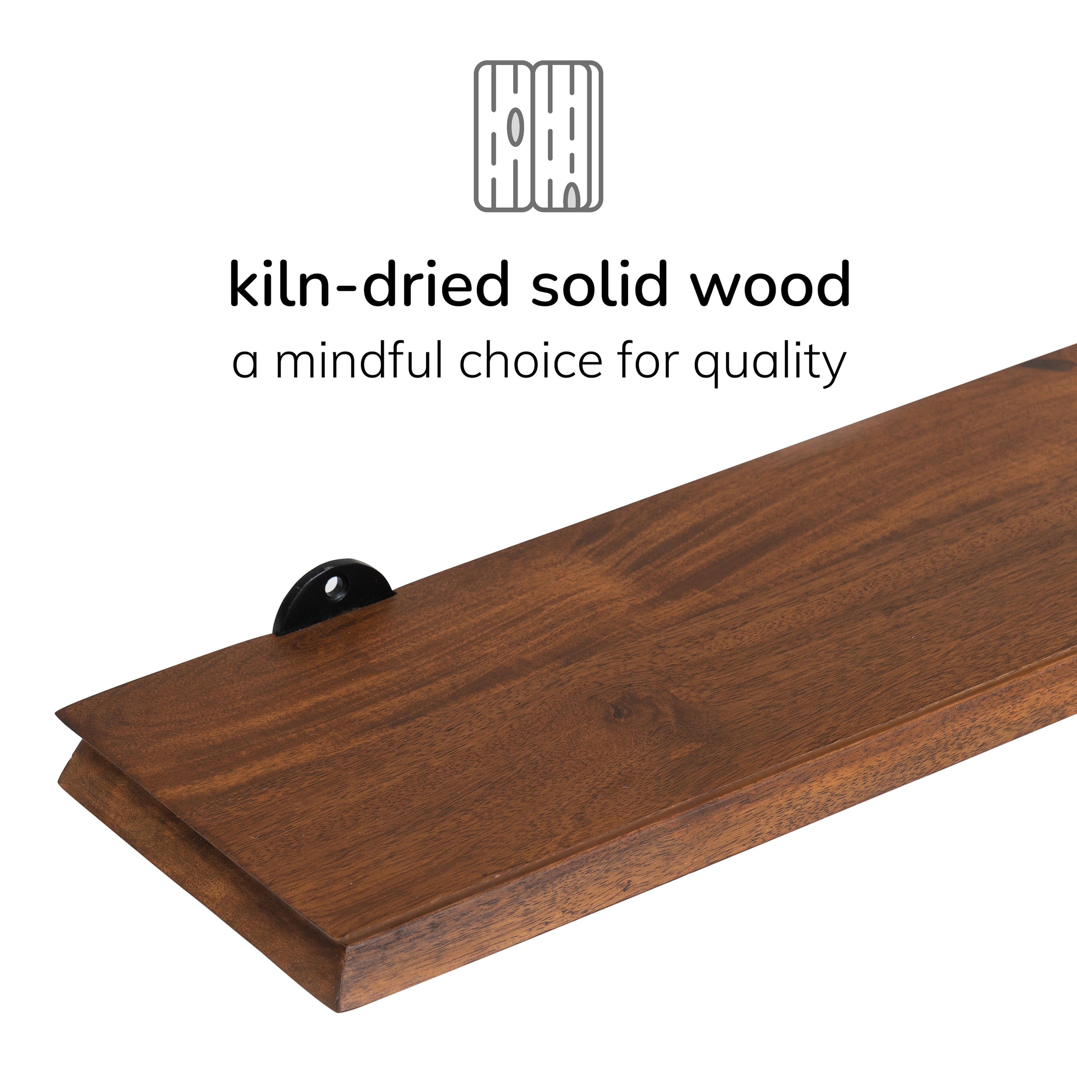 Hamish Solid Wood Walnut Wall Mounted Shelf - Large