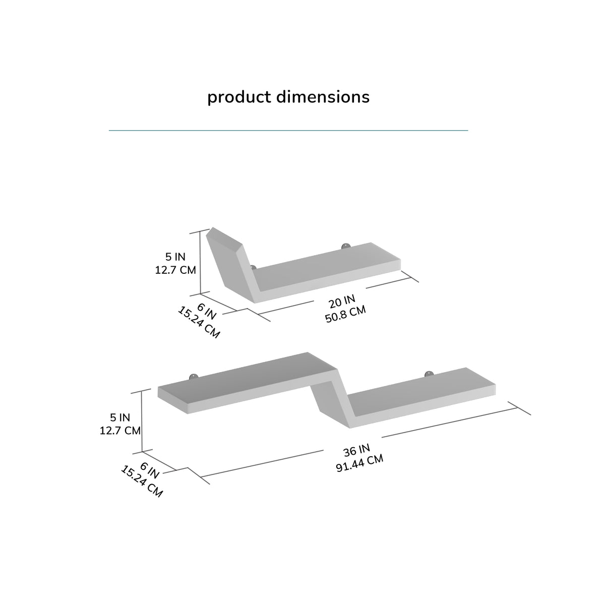 Penny Set of 2 Solid Wood Wall Mounted Shelves - Black