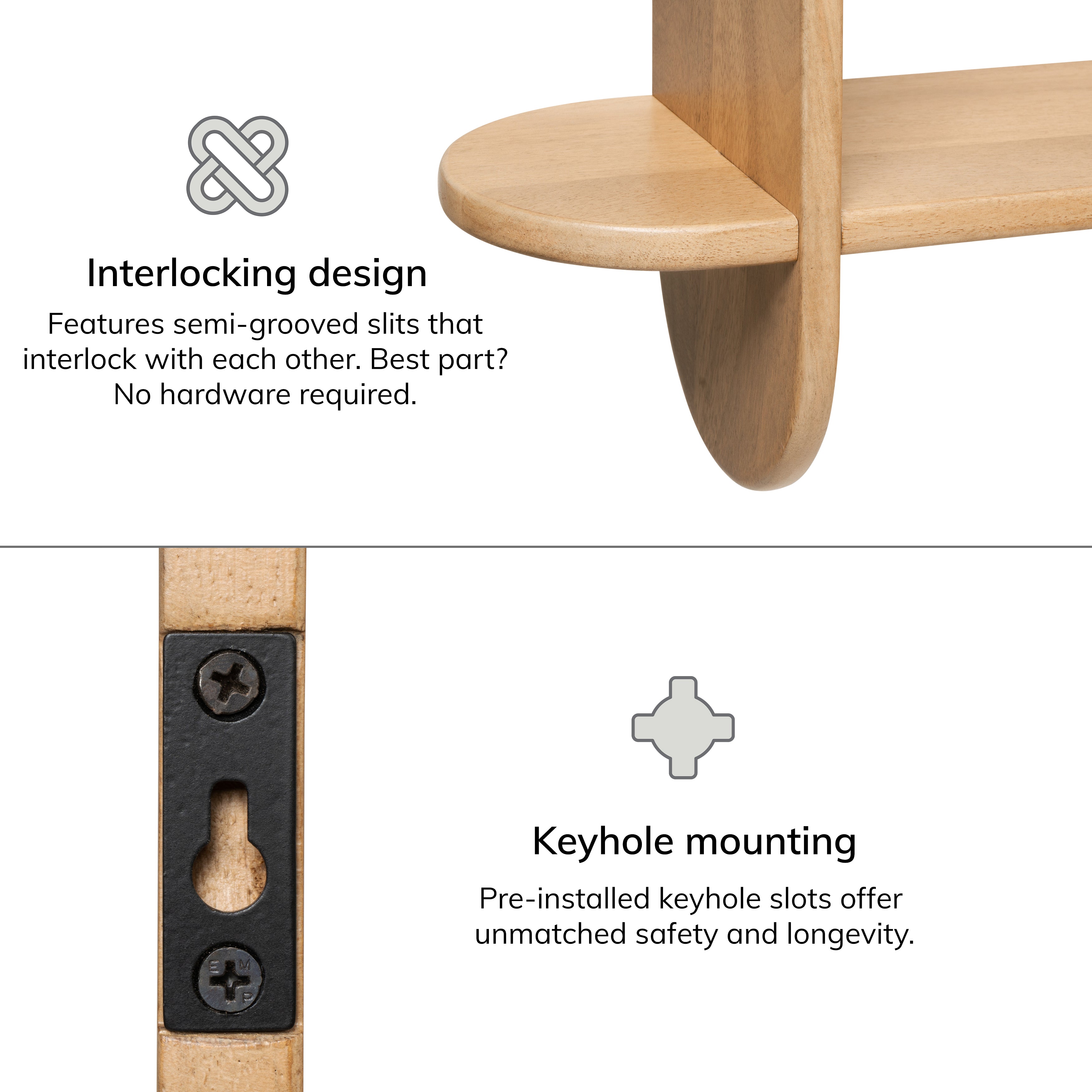 Montague Solid Wood Wall Mounted Shelf  - Blonde Natural