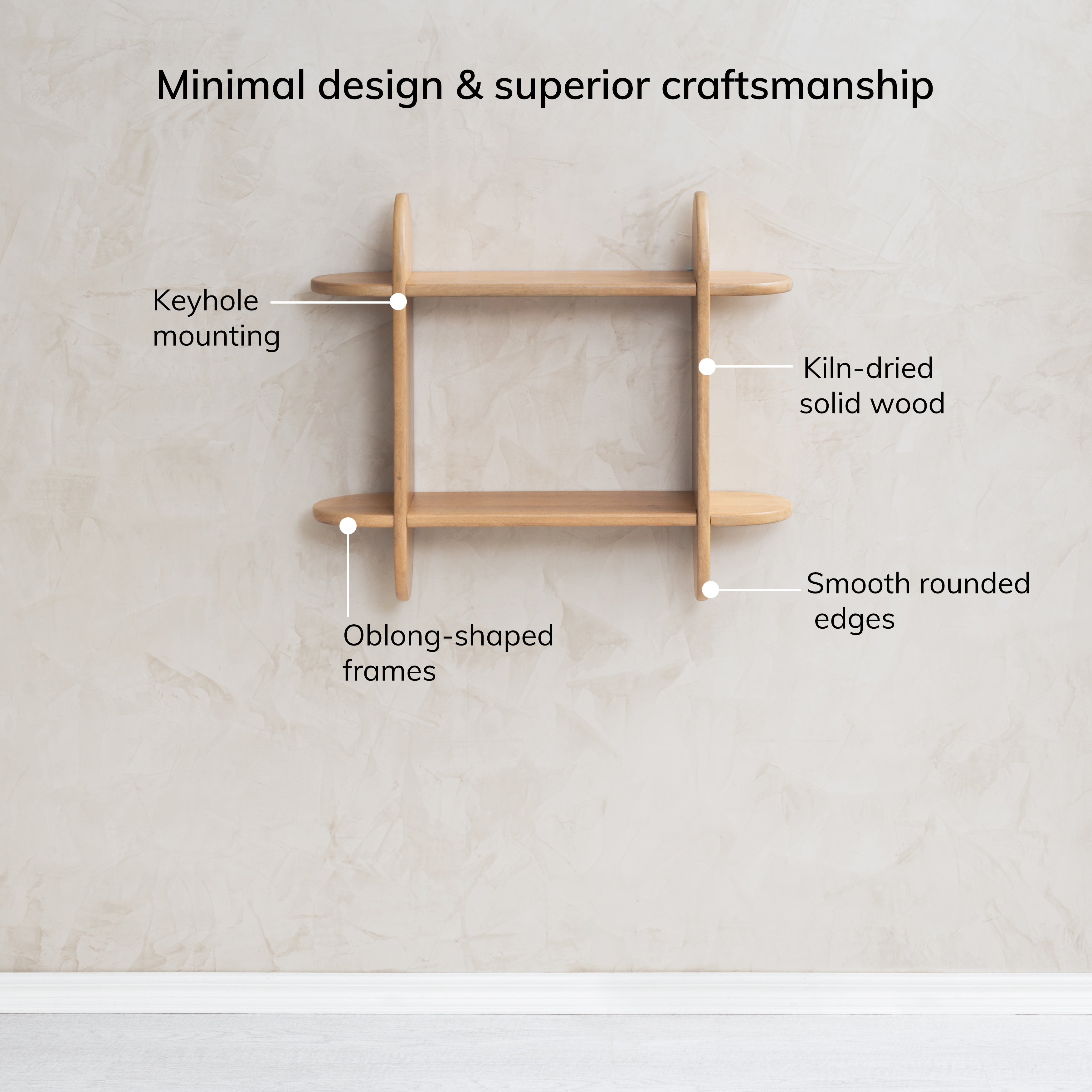 Montague Solid Wood Wall Mounted Shelf  - Blonde Natural