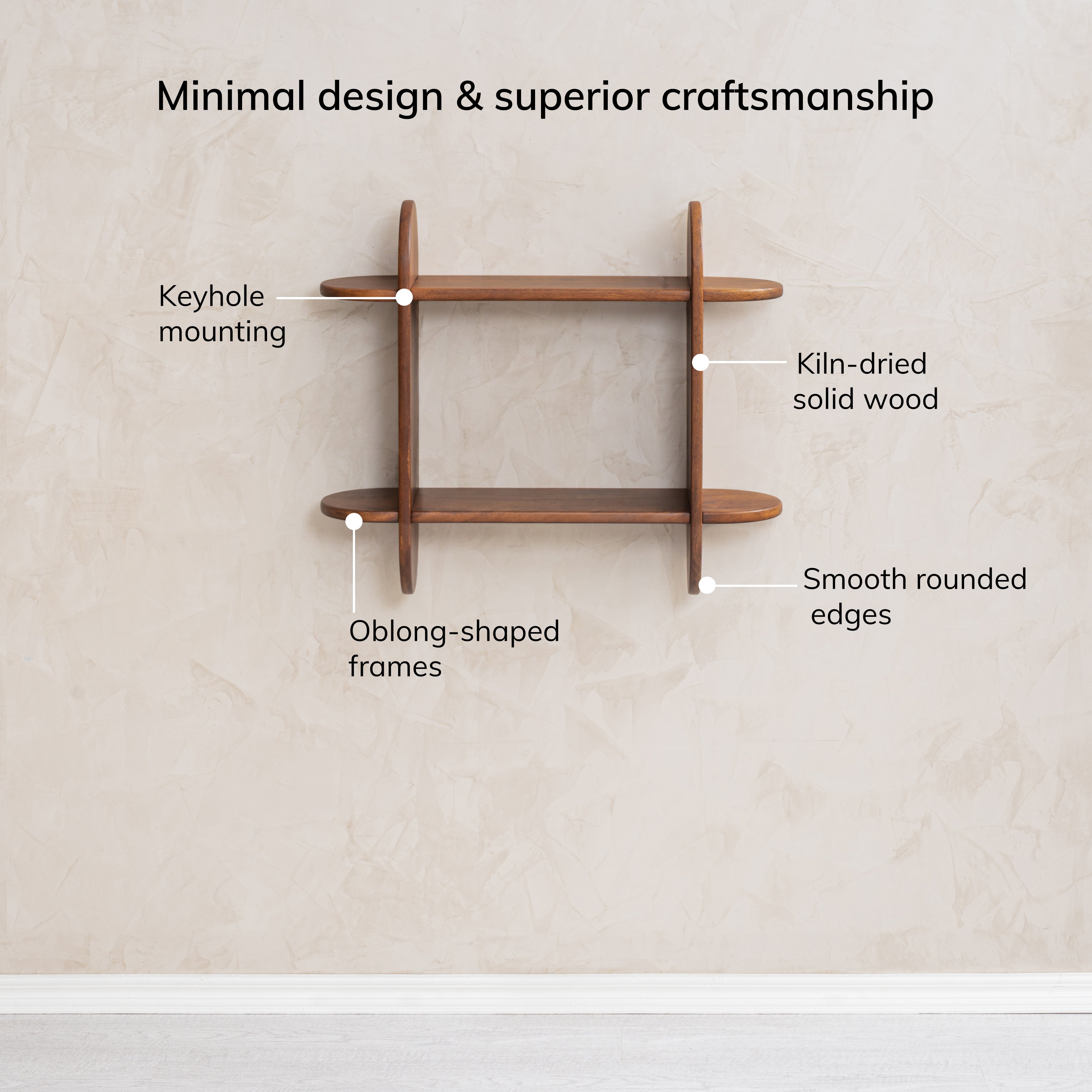 Montague Solid Wood Wall Mounted Shelf  - Walnut