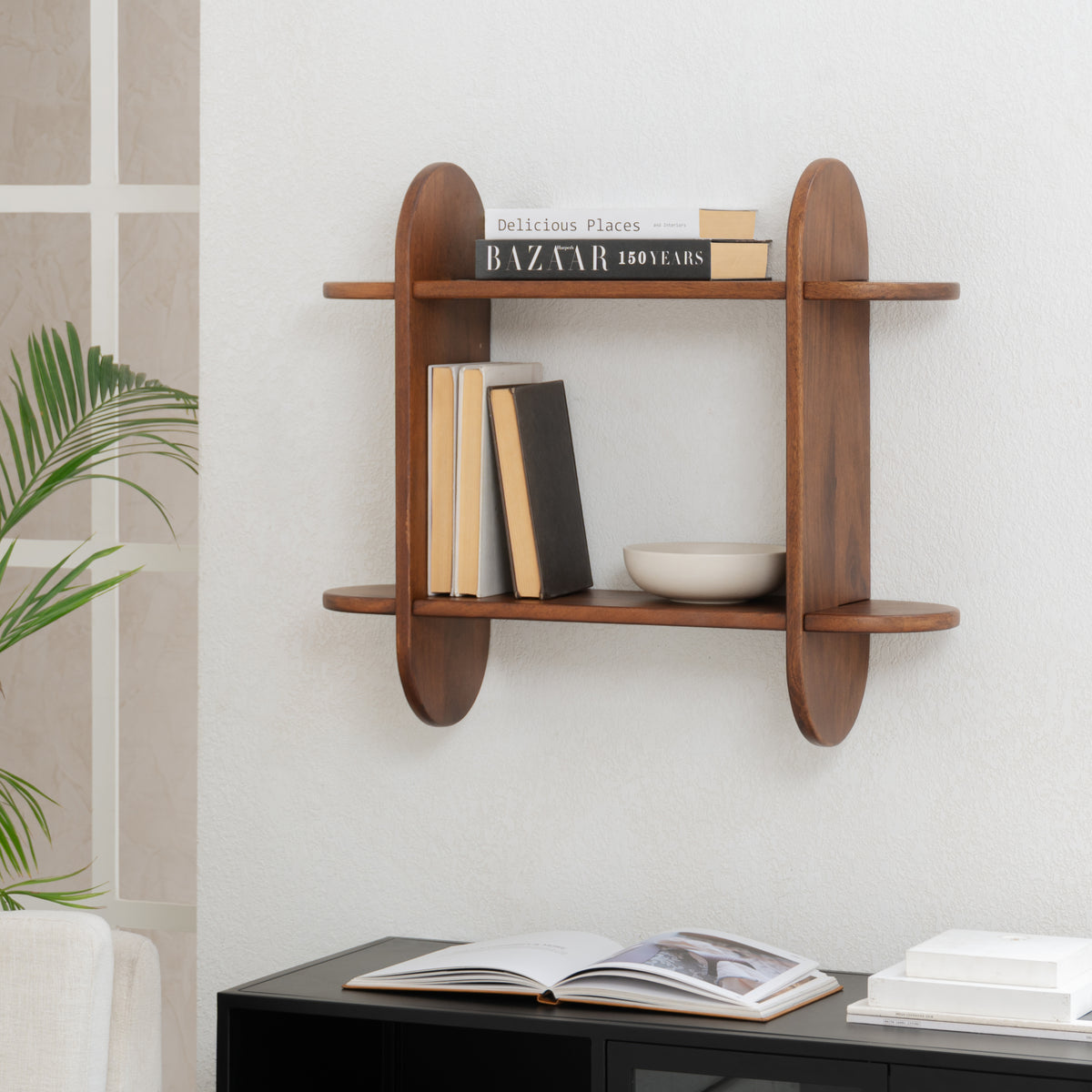 Montague Solid Wood Wall Mounted Shelf  - Walnut