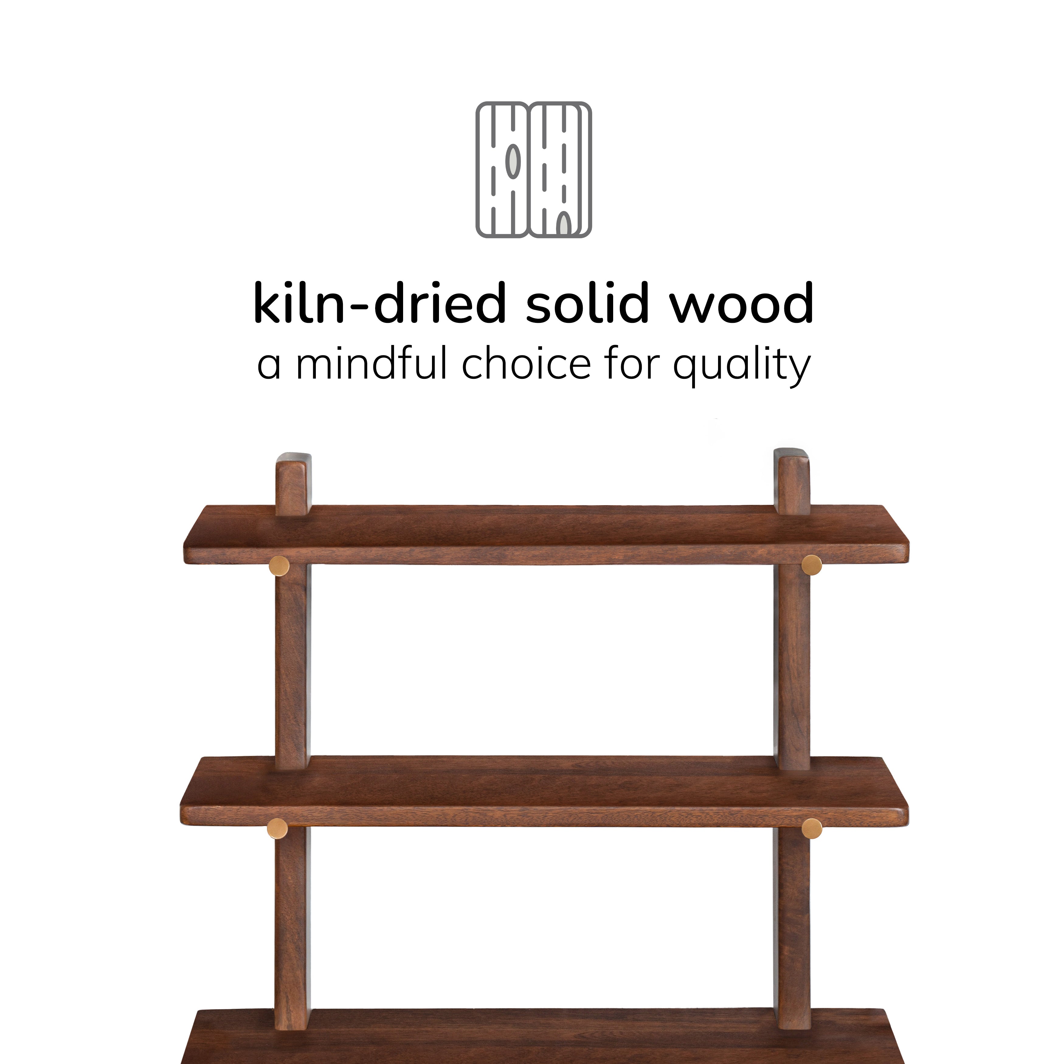 Oliver Solid Wood Wall Mounted Shelf  - Walnut