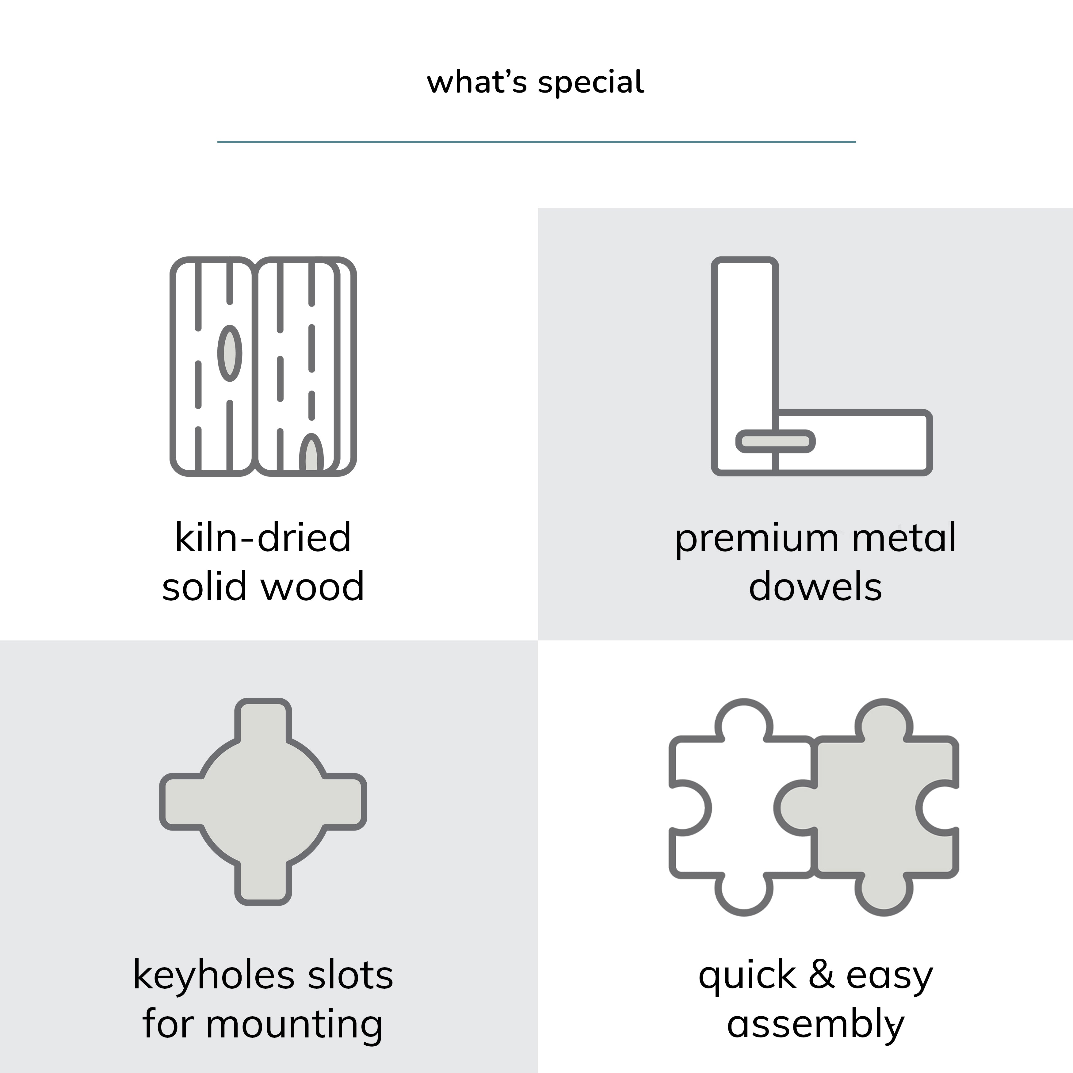 Oliver Solid Wood Wall Mounted Shelf  - Black