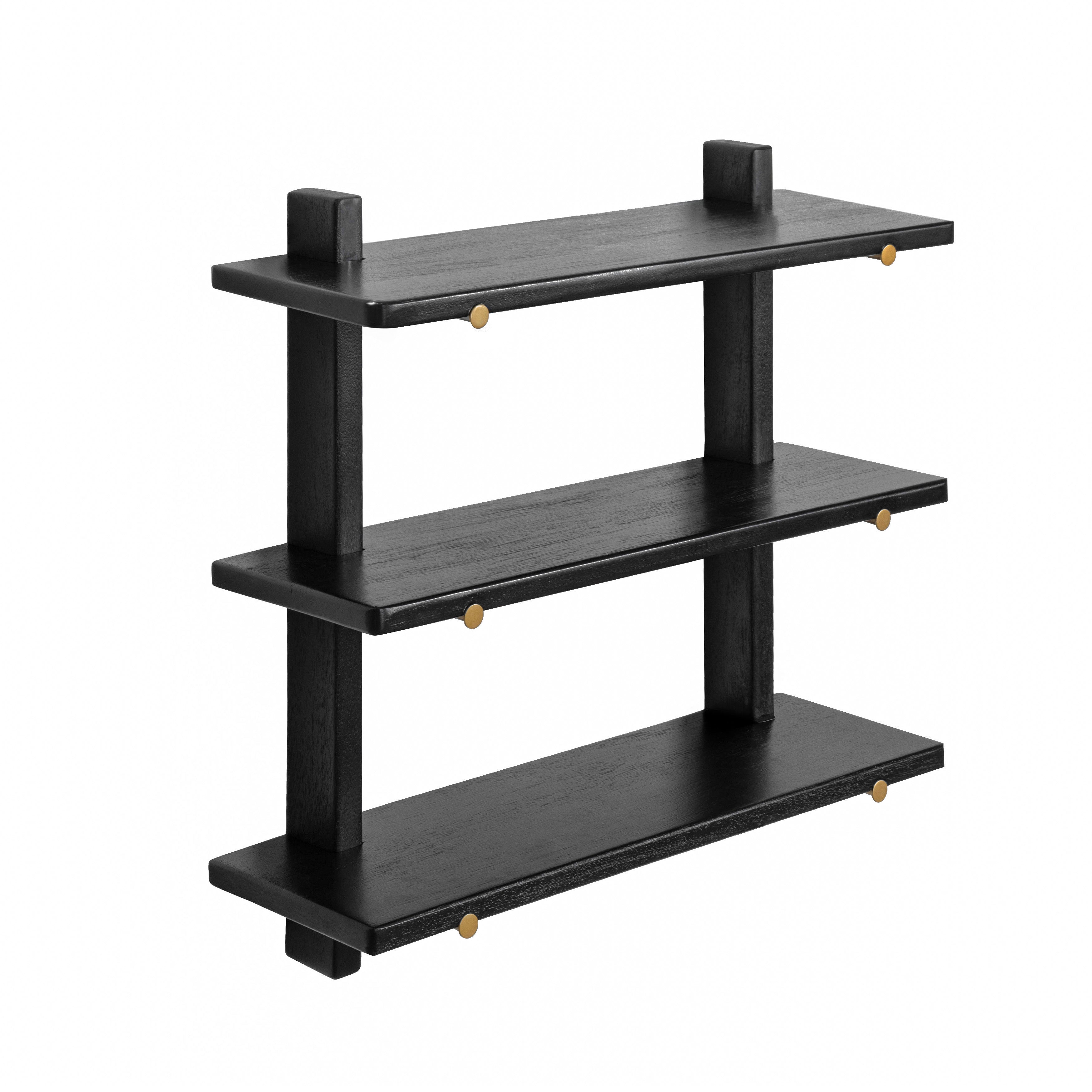 Oliver Solid Wood Wall Mounted Shelf  - Black