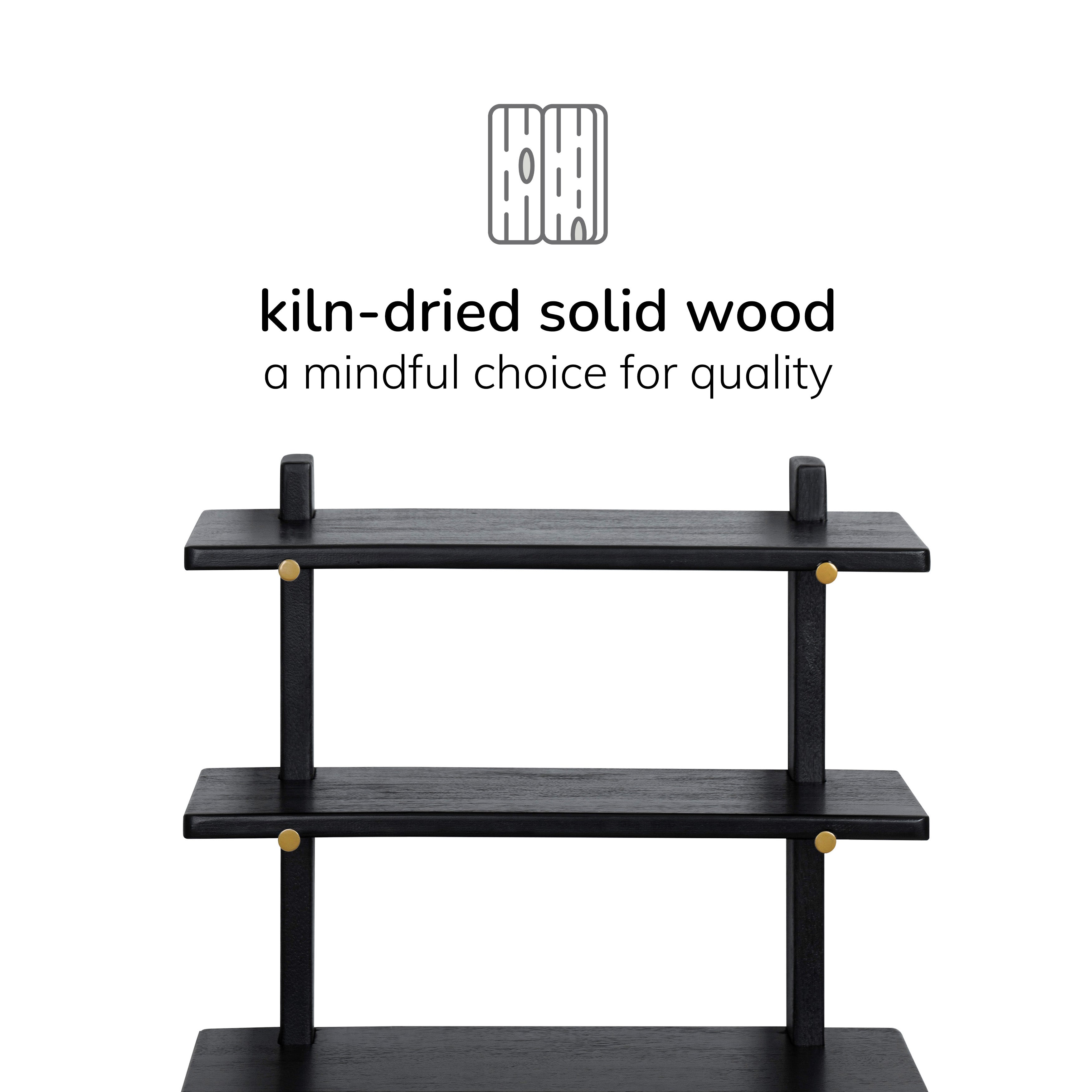 Oliver Solid Wood Wall Mounted Shelf  - Black