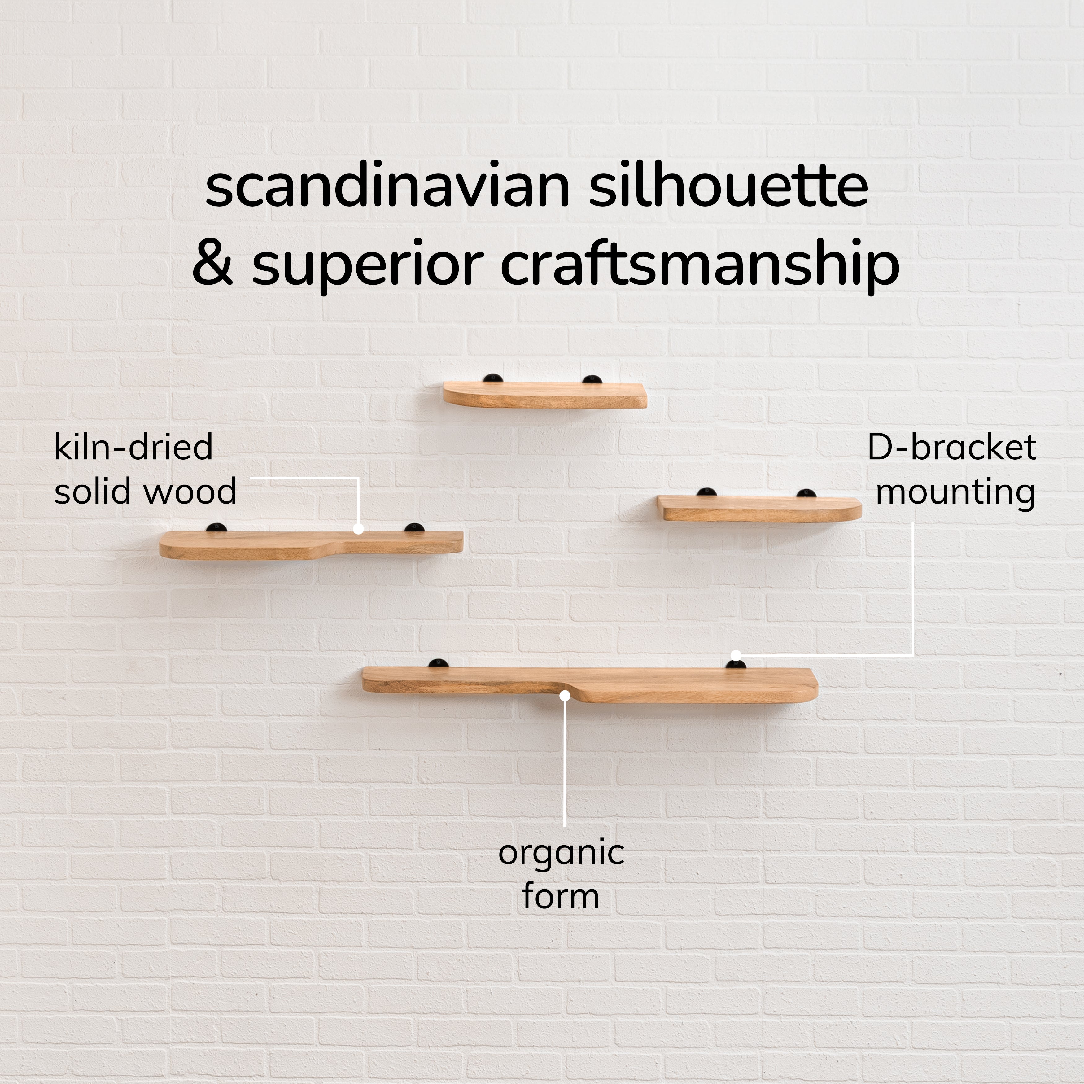 Dale Set of 4 Wall Mounted Shelves - Natural