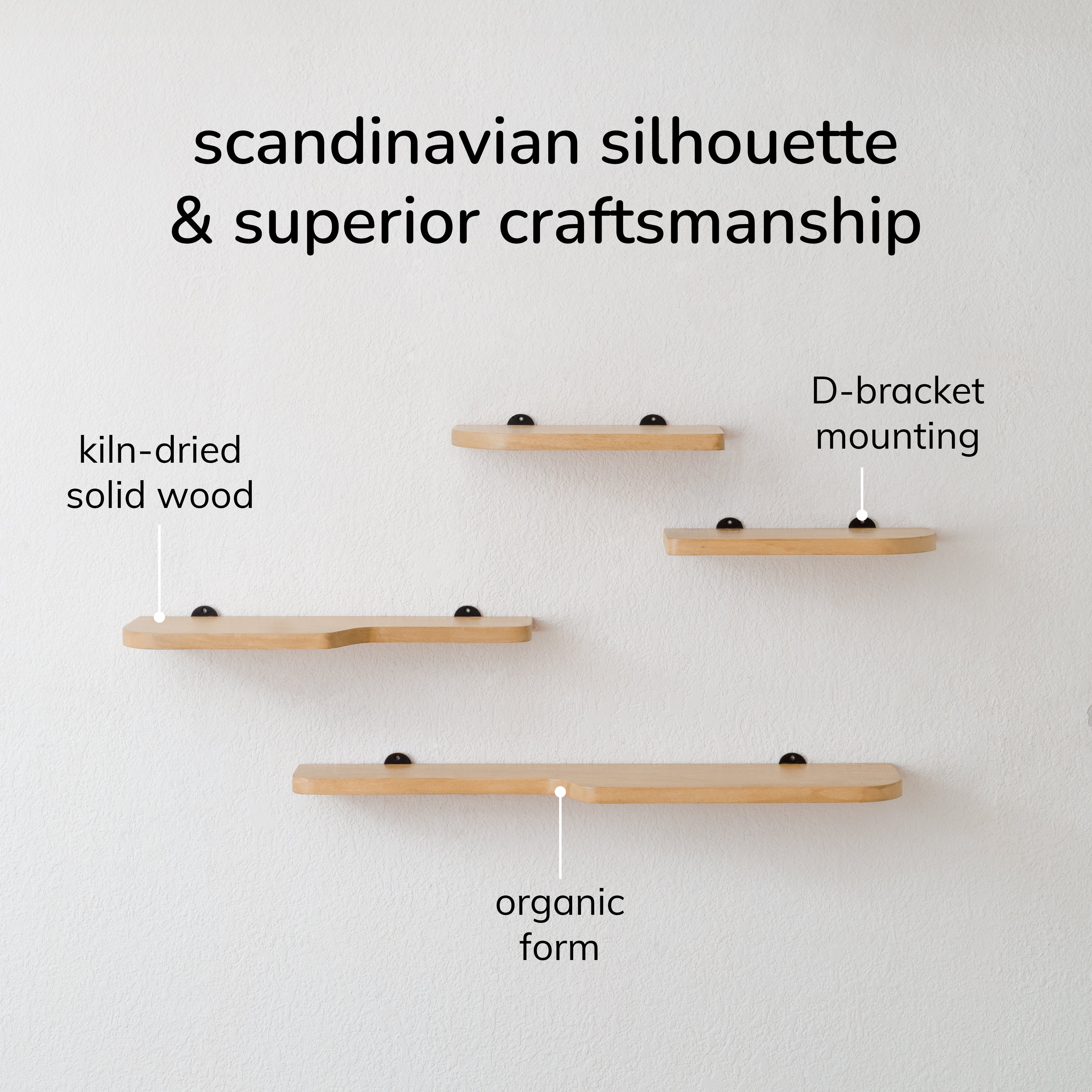 Dale Set of 4 Wall Mounted Shelves - Blonde Natural