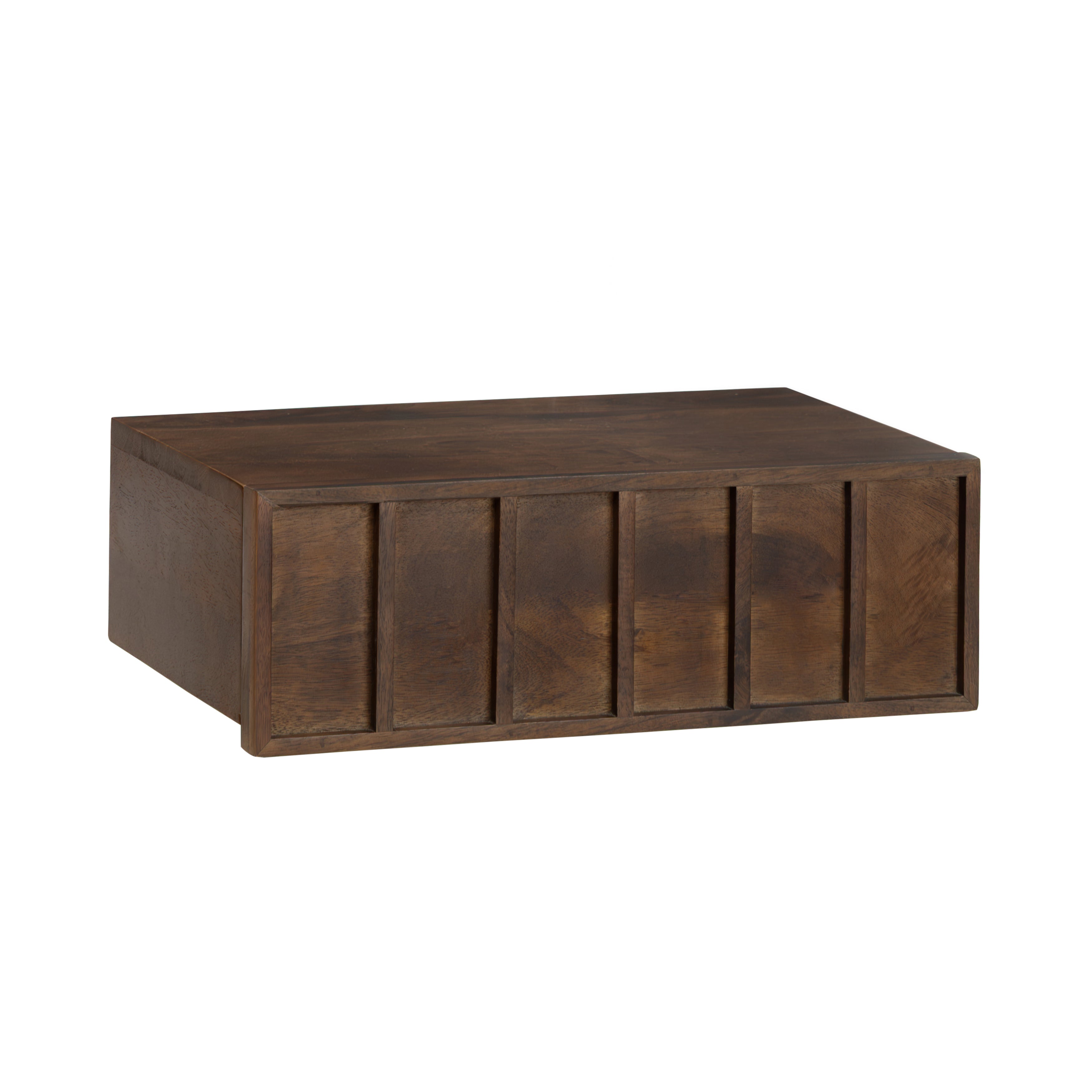 Arlo Solid Wood Floating Shelf with Drawer - Hazel Brown