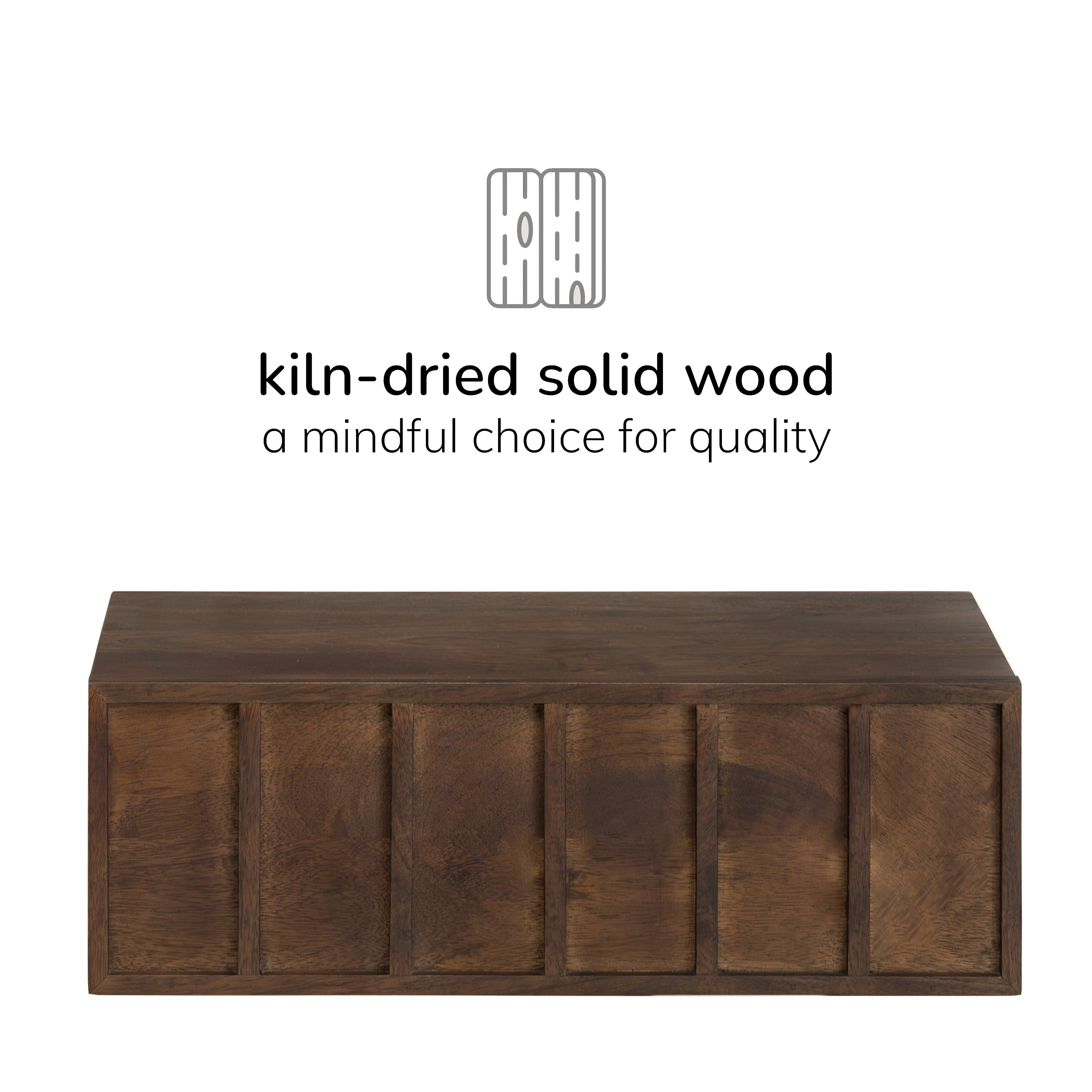 Arlo Solid Wood Floating Shelf with Drawer - Hazel Brown