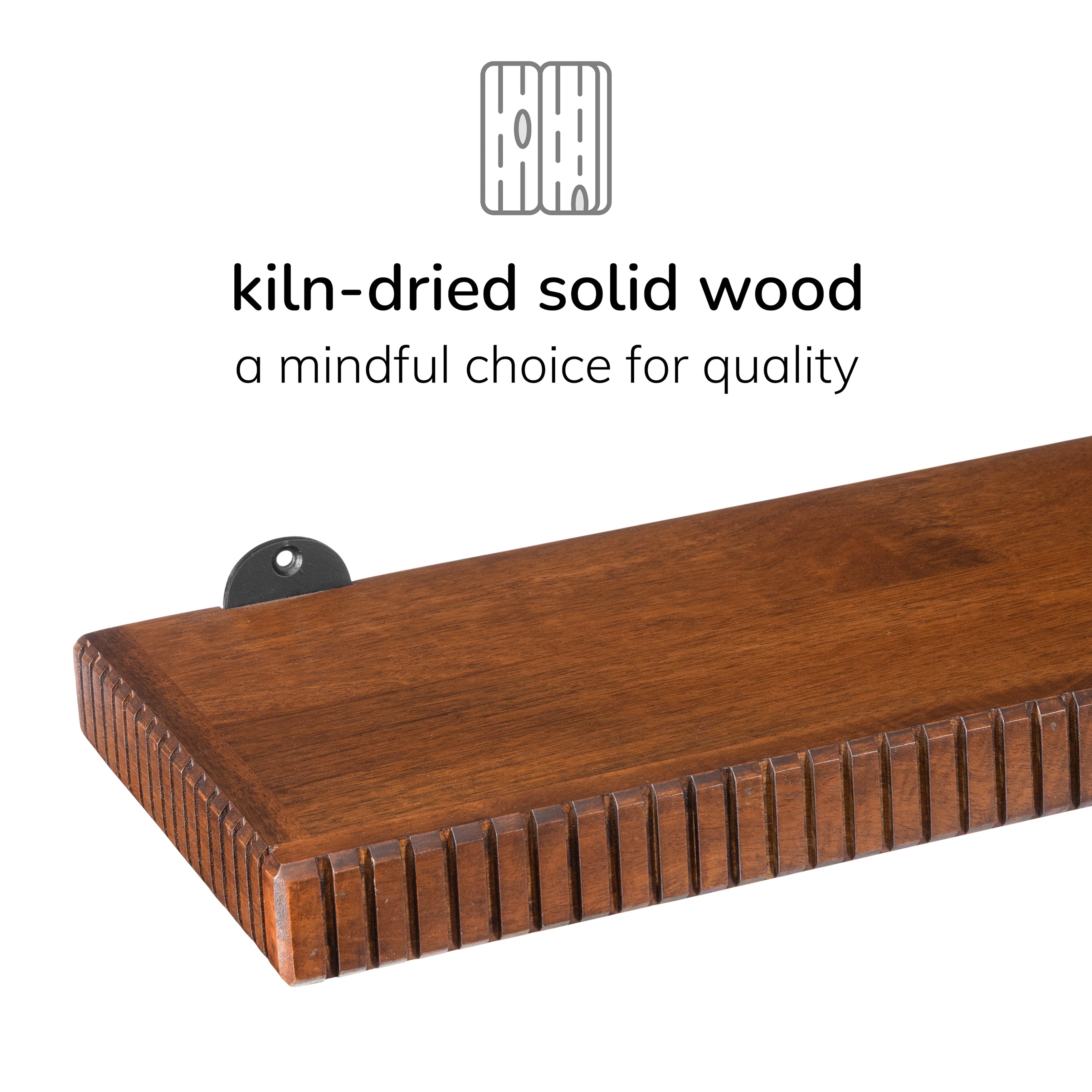 Ancona Solid Wood Wall Mounted Walnut Shelf - Large