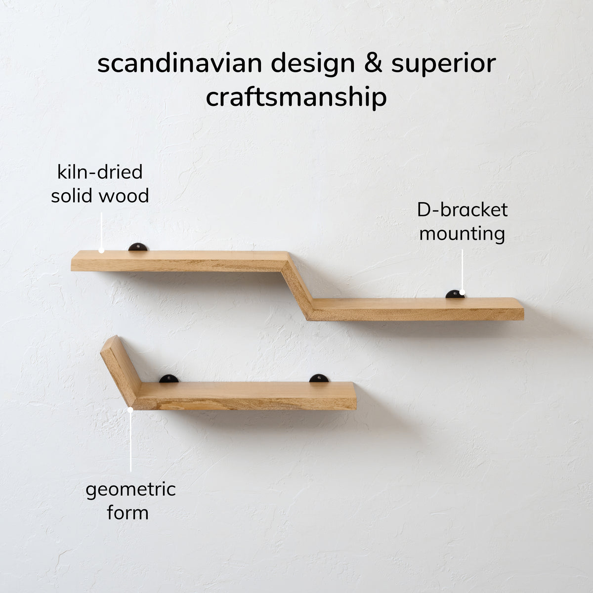 Penny Set of 2 Solid Wood Wall Mounted Shelves - Natural