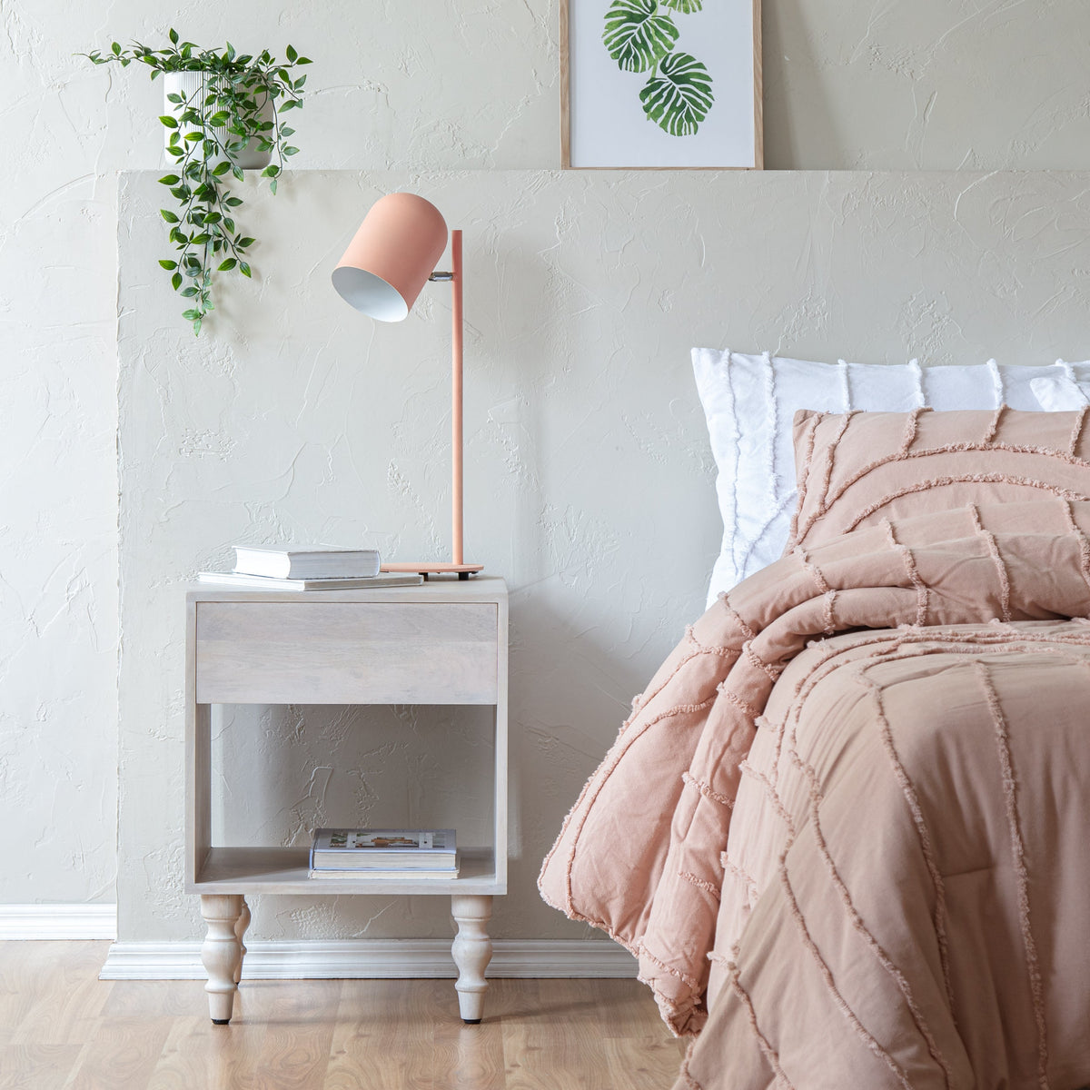 Rhonda Nightstand with Drawer - Whitewash