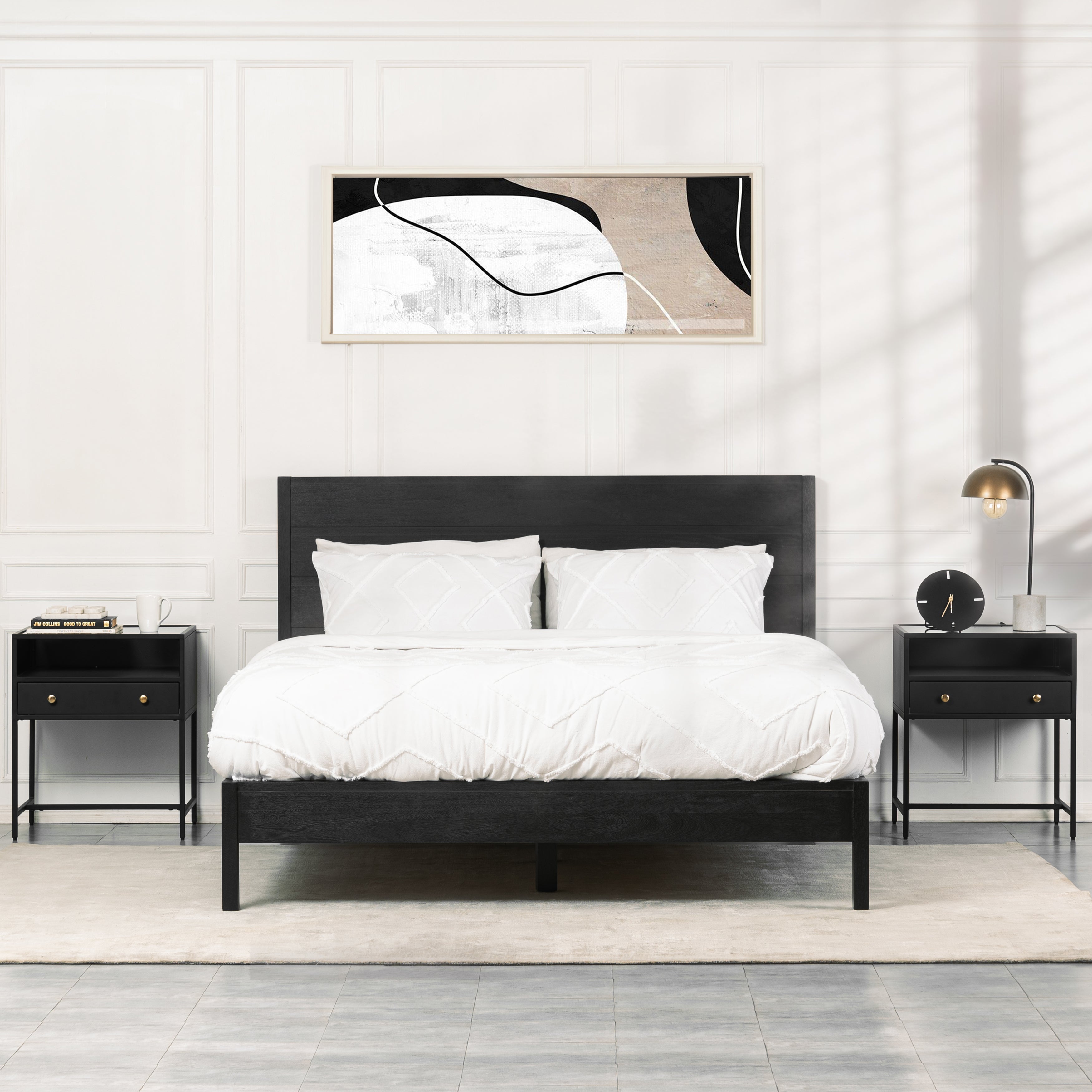 Hale Metal & Glass Black Nightstand