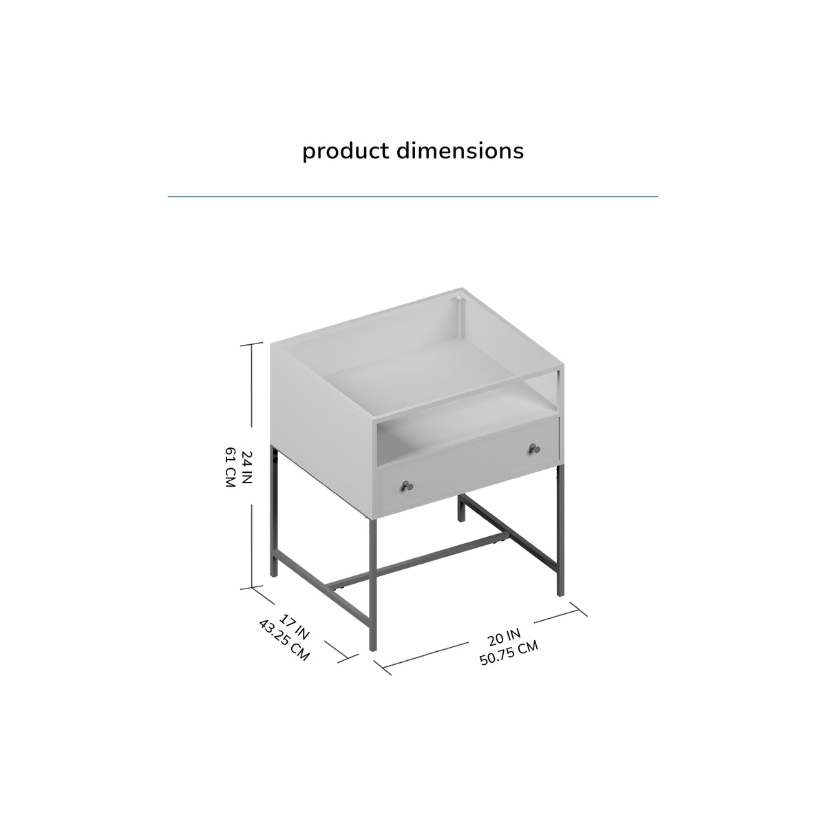 Hale Metal & Glass Black Nightstand