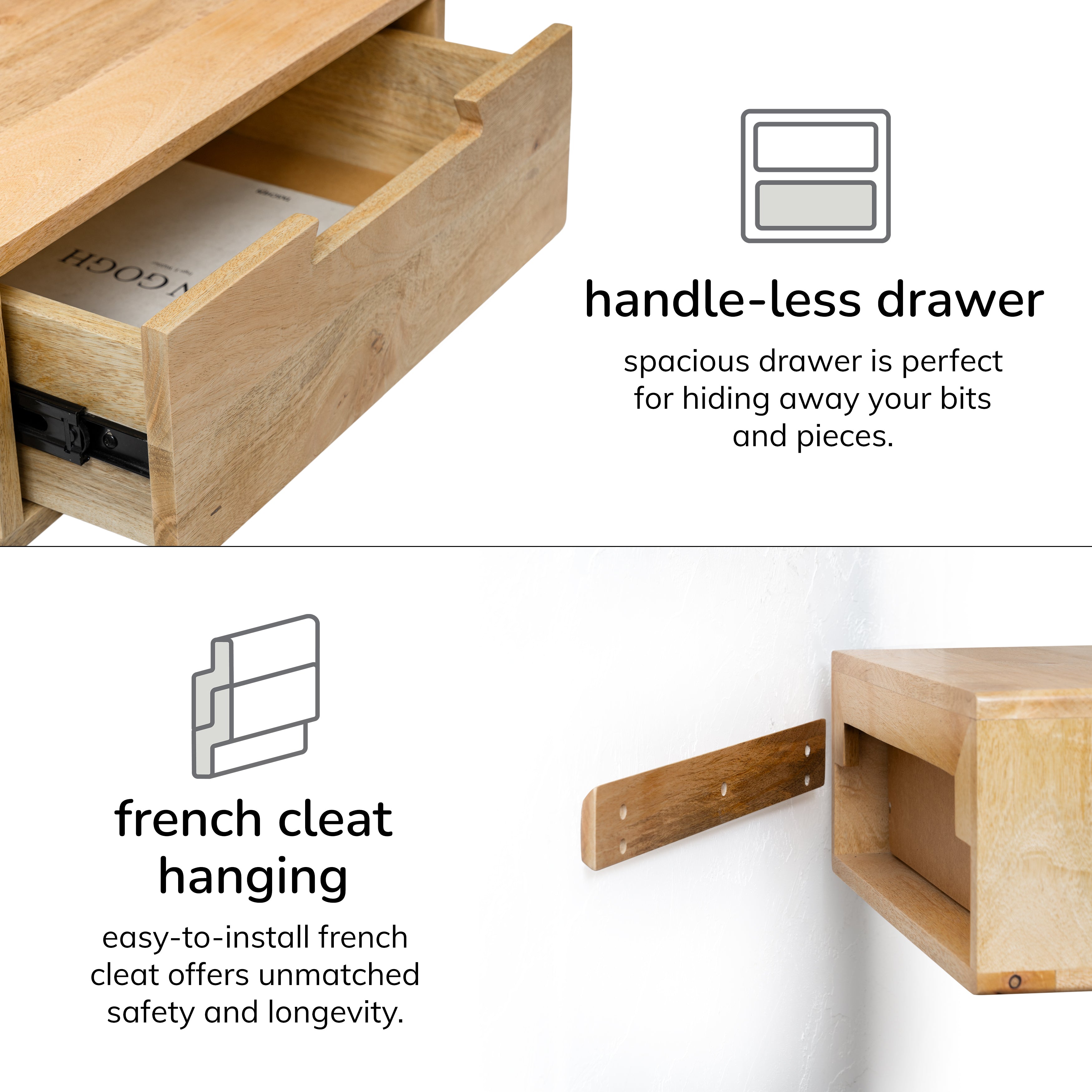 Evo Solid Wood Nightstand - Natural