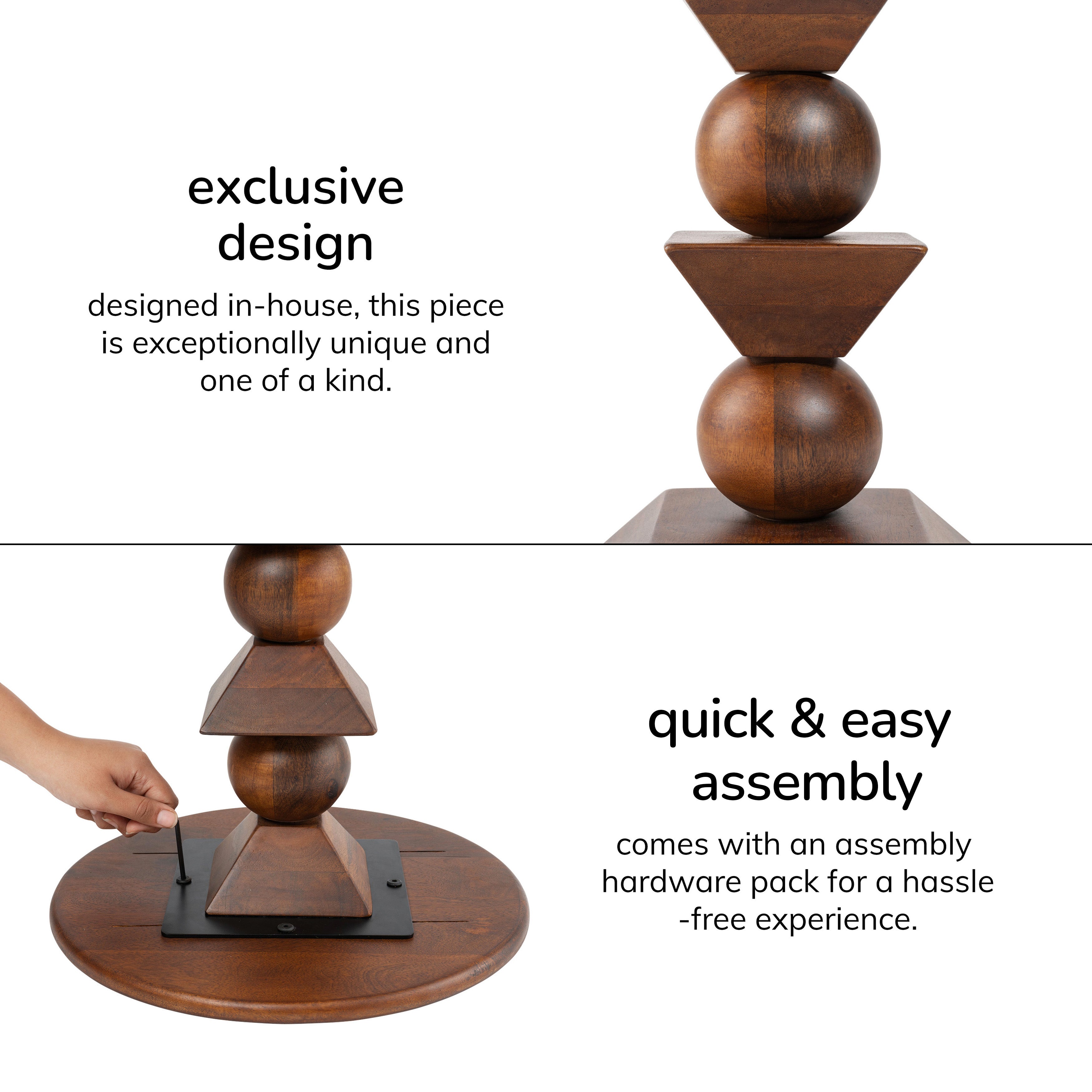 Gino Solid Wood Side Table - Walnut