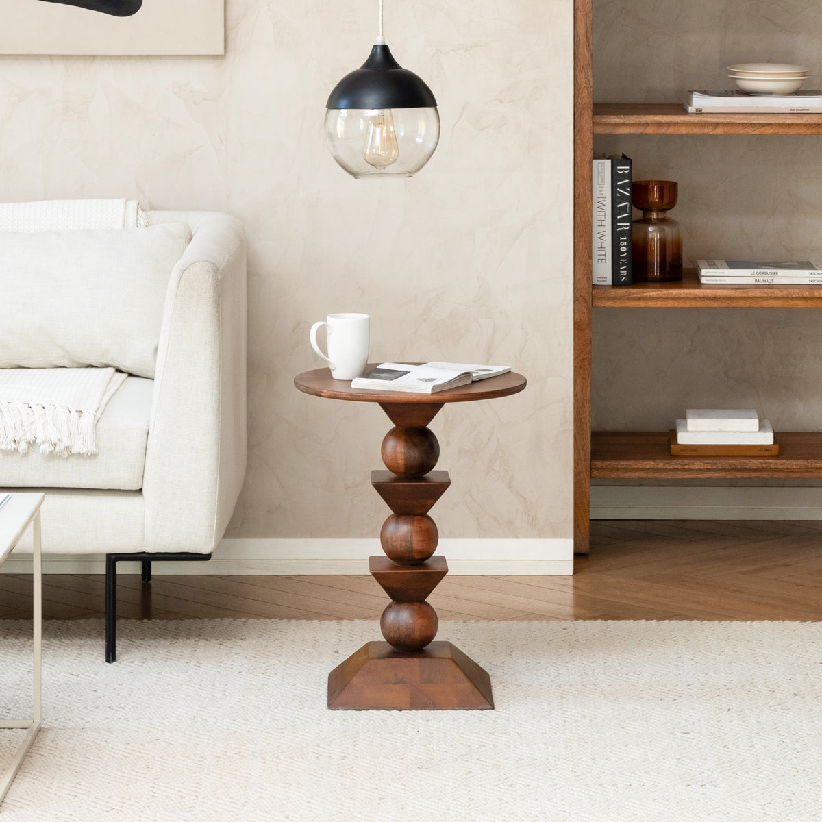 Gino Solid Wood Side Table - Walnut