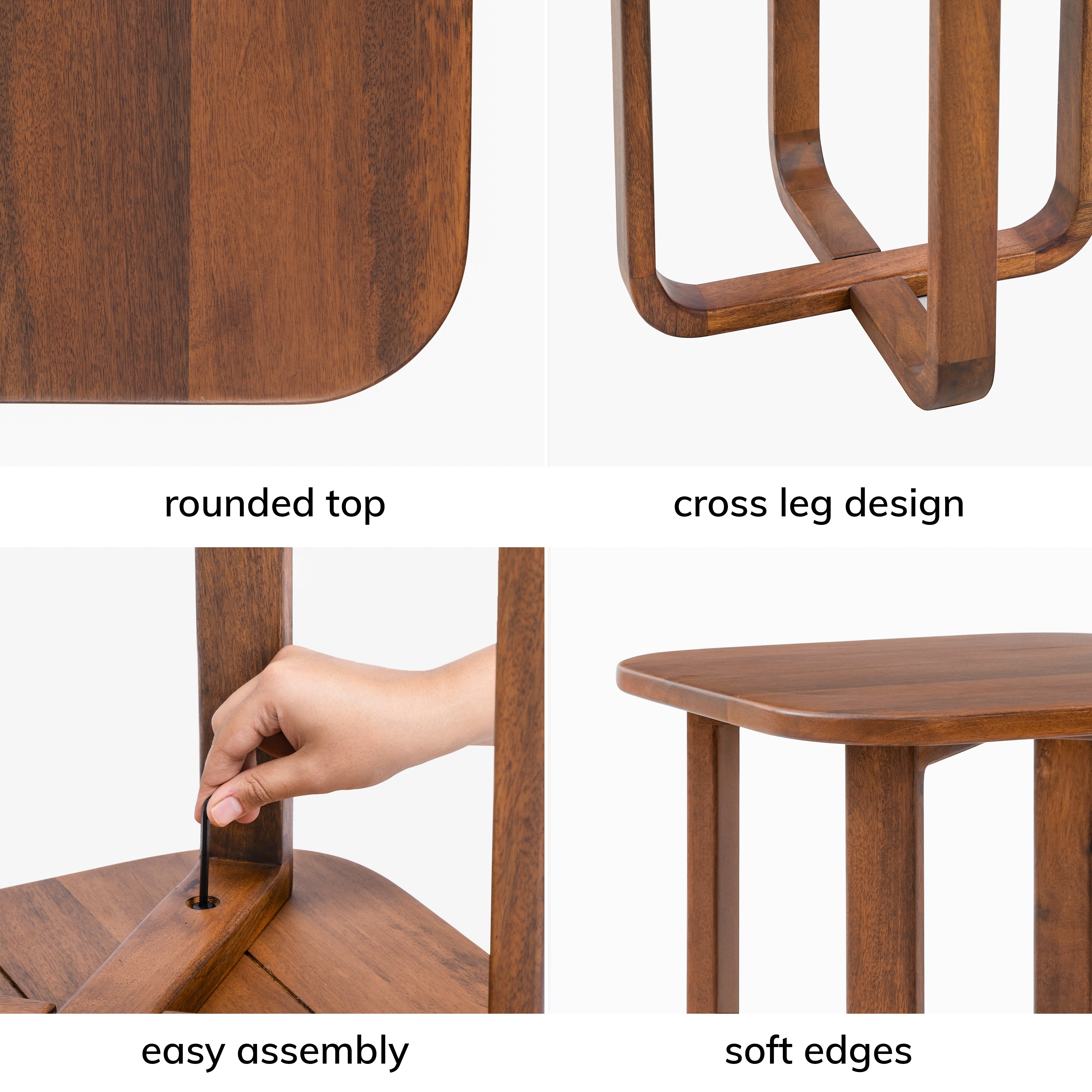 Duchie Solid Wood Side Table - Walnut