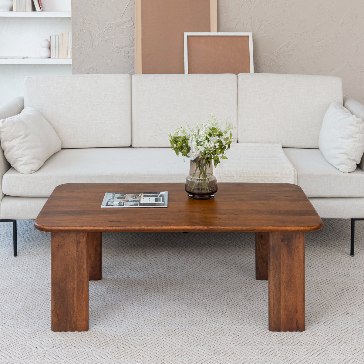 Granite Solid Wood Coffee Table - Walnut