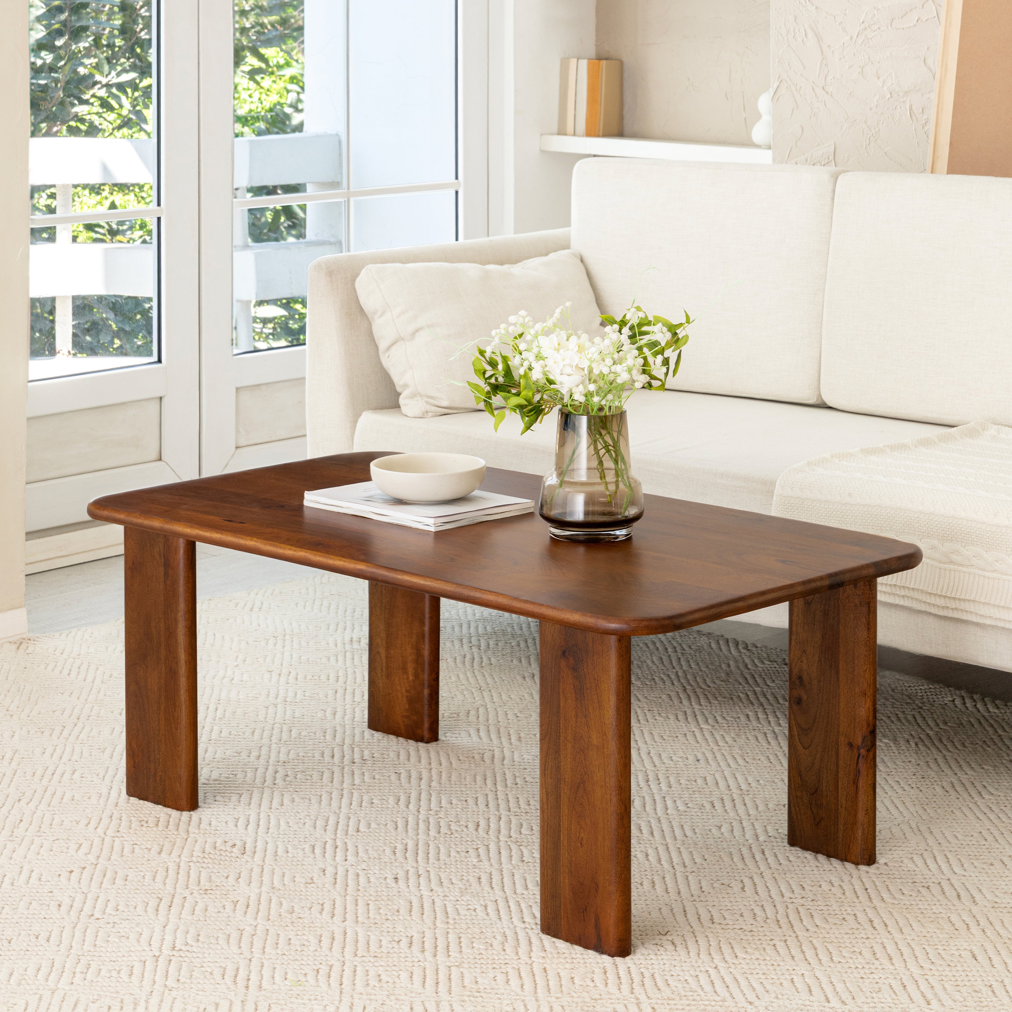 Granite Solid Wood Coffee Table - Walnut
