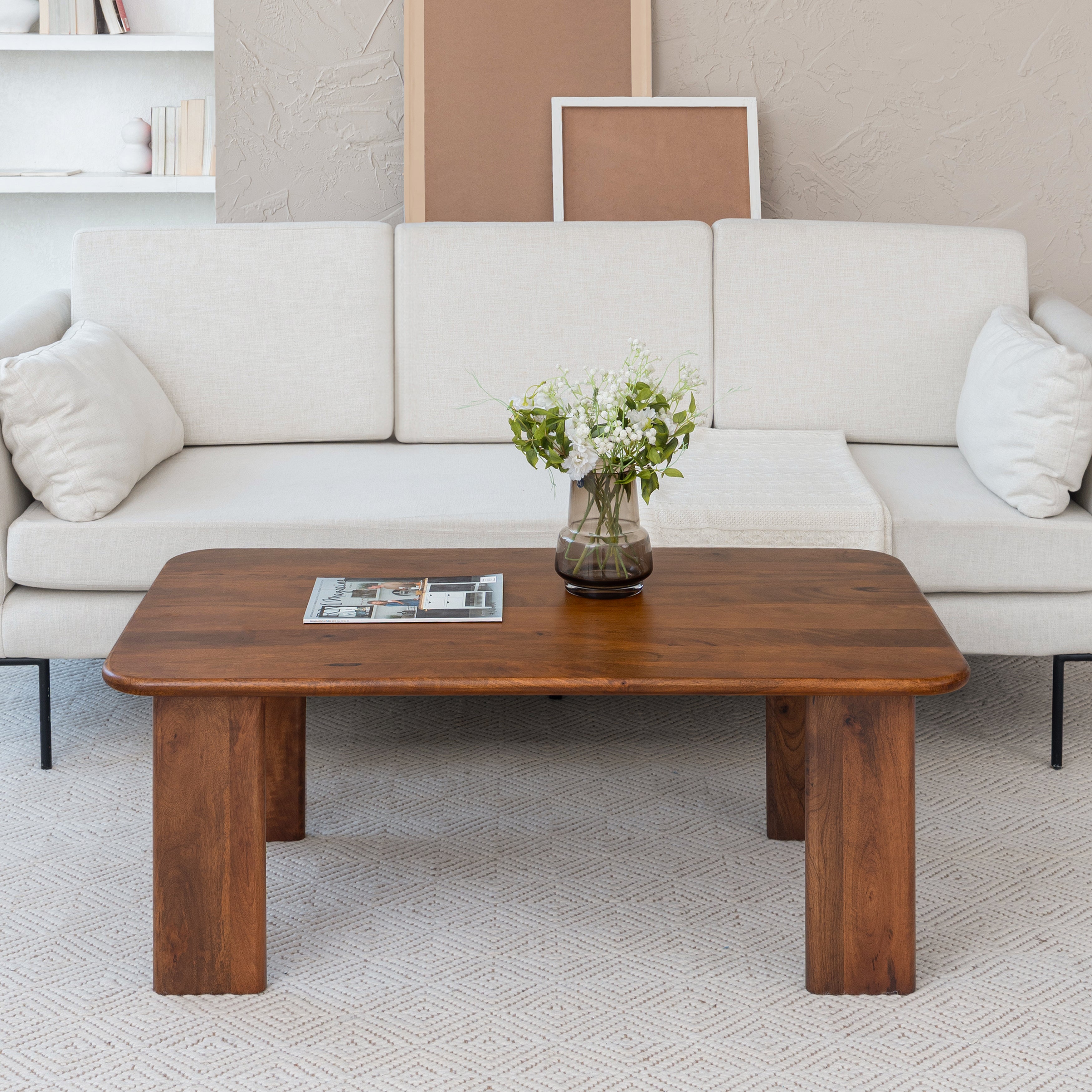 Granite Solid Wood Coffee Table - Walnut