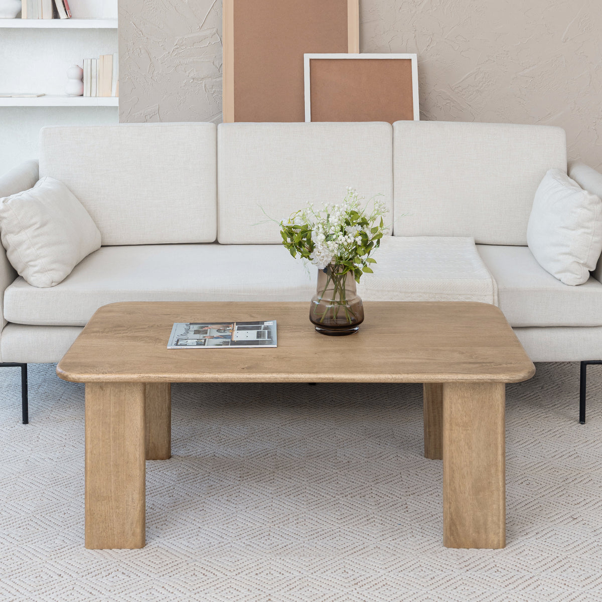 Granite Solid Wood Coffee Table - Warm Sand