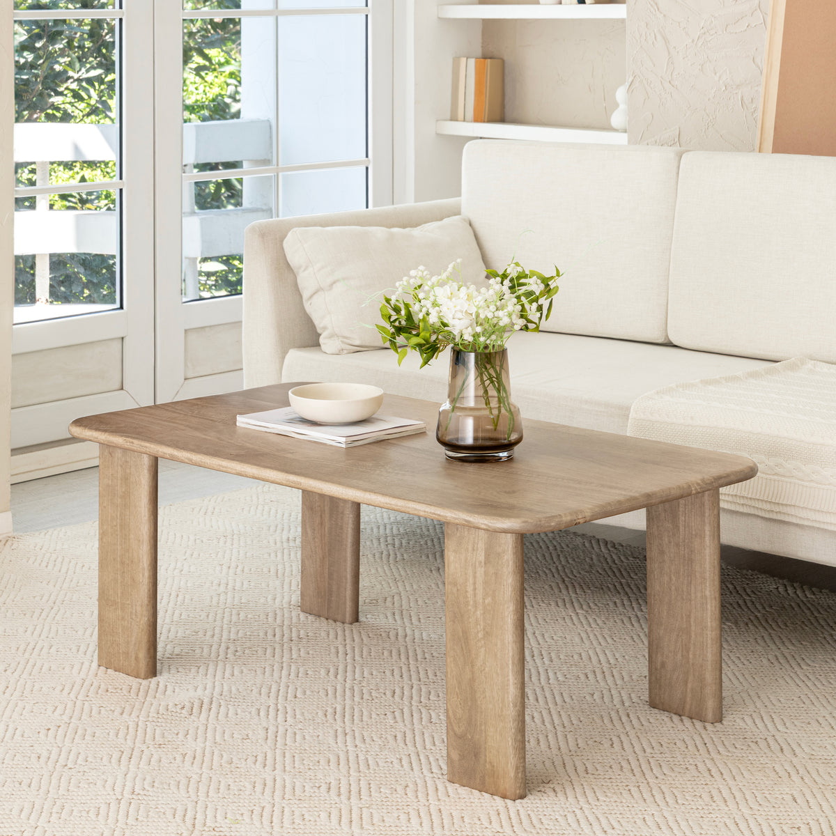 Granite Solid Wood Coffee Table - Warm Sand
