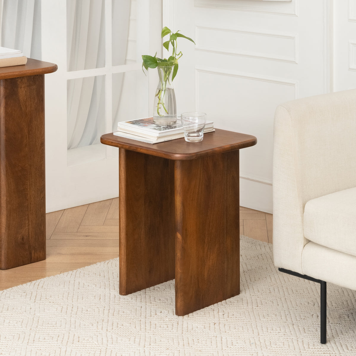 Jem Solid Wood Side Table - Walnut