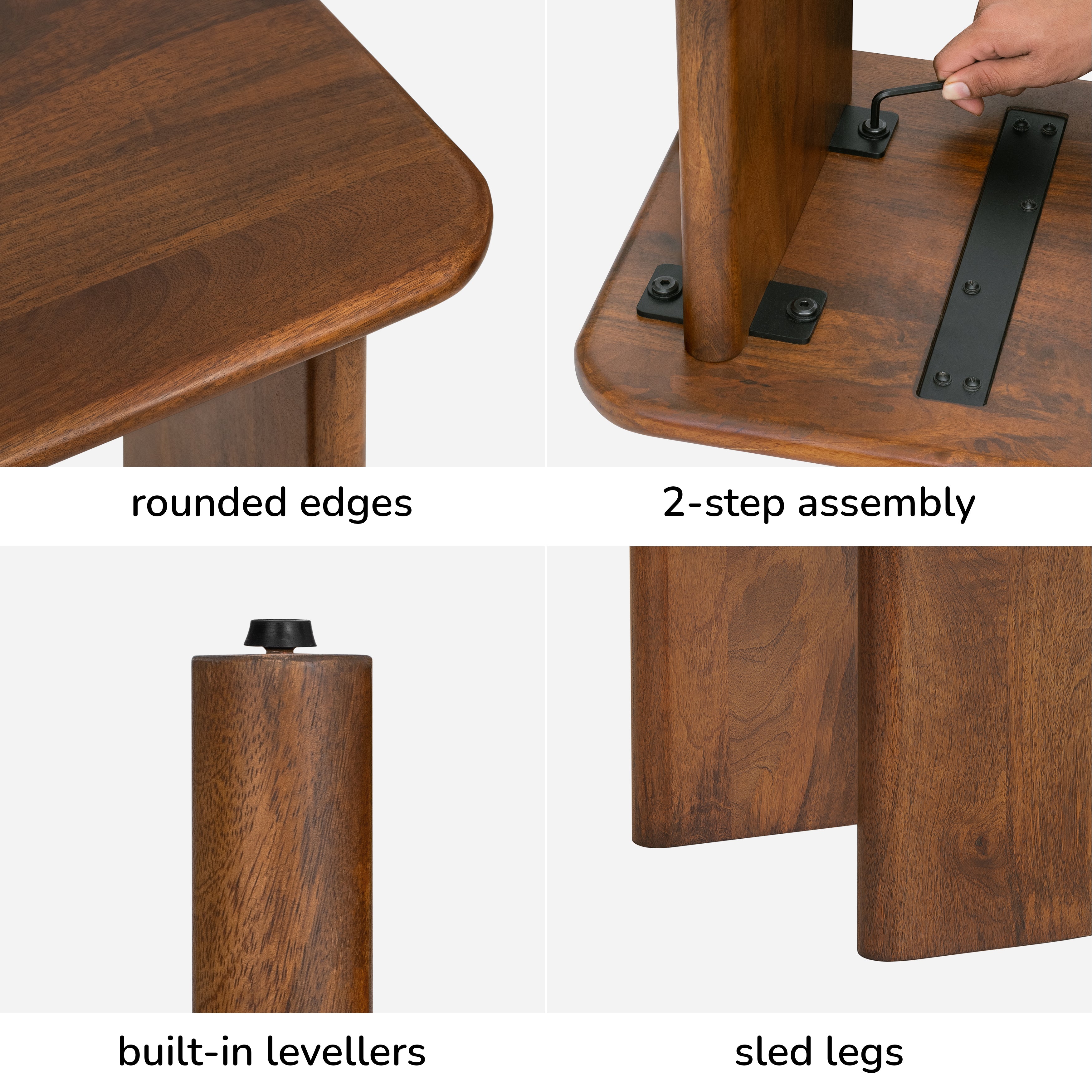 Jem Solid Wood Side Table - Walnut