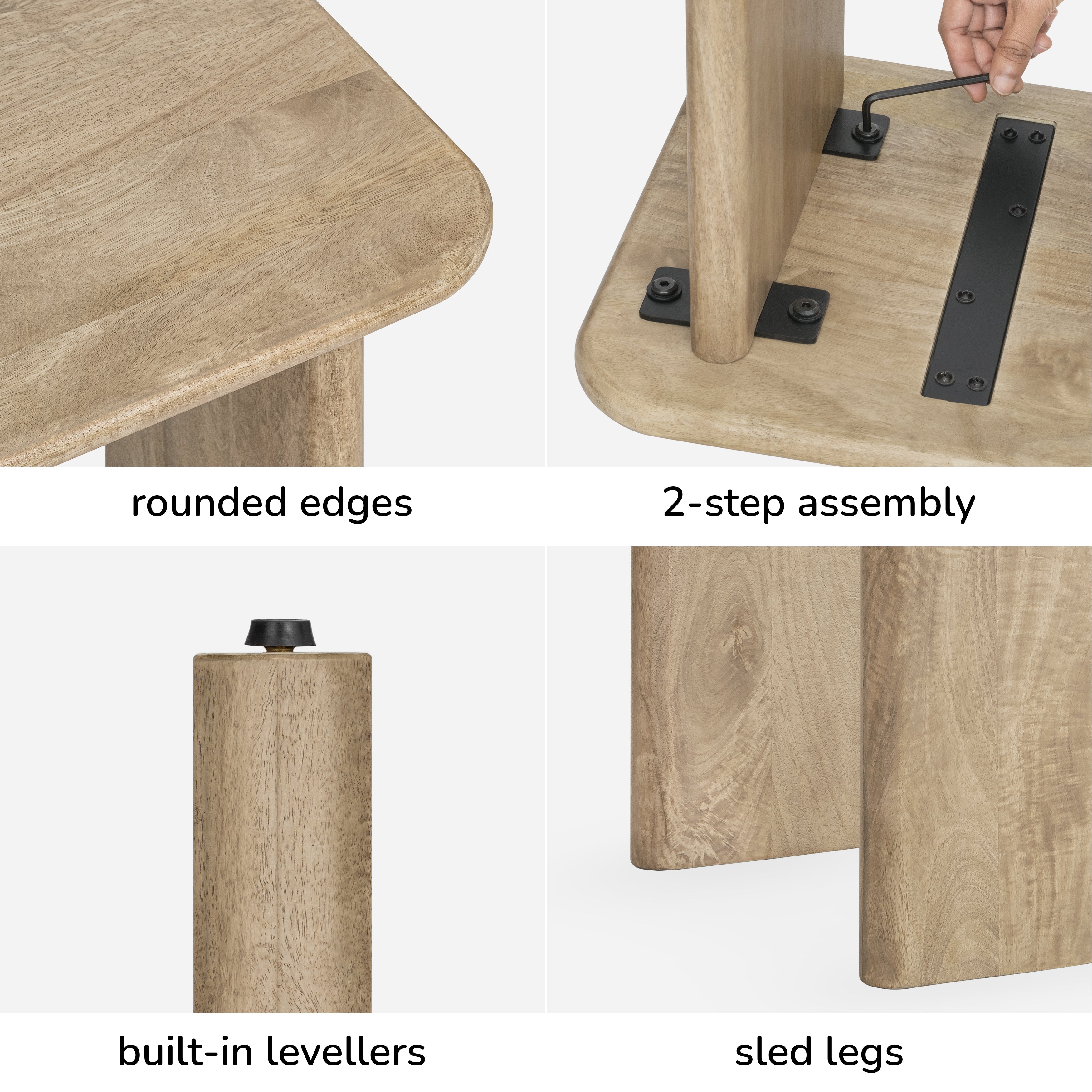 Jem Solid Wood Side Table - Warm Sand