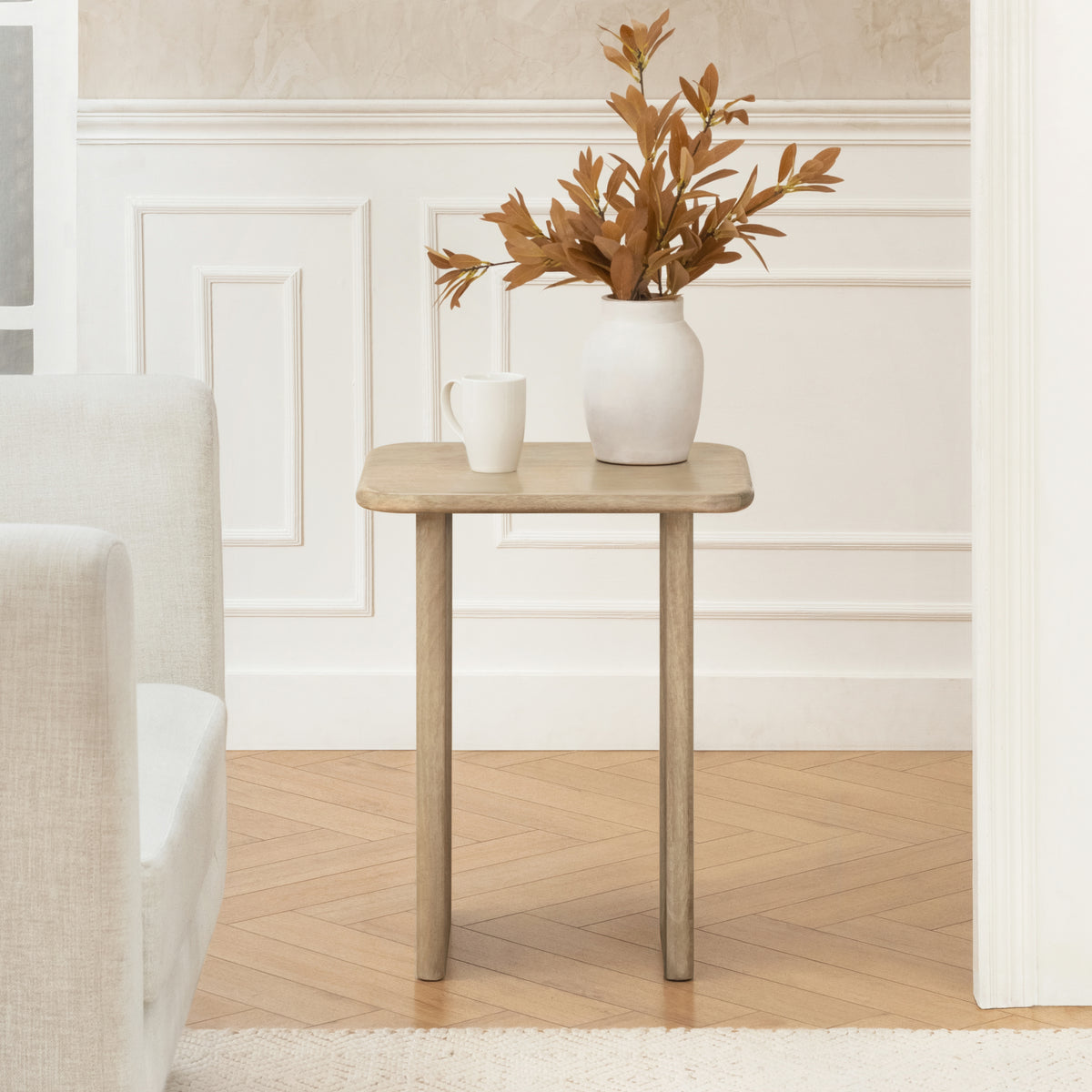 Jem Solid Wood Side Table - Warm Sand