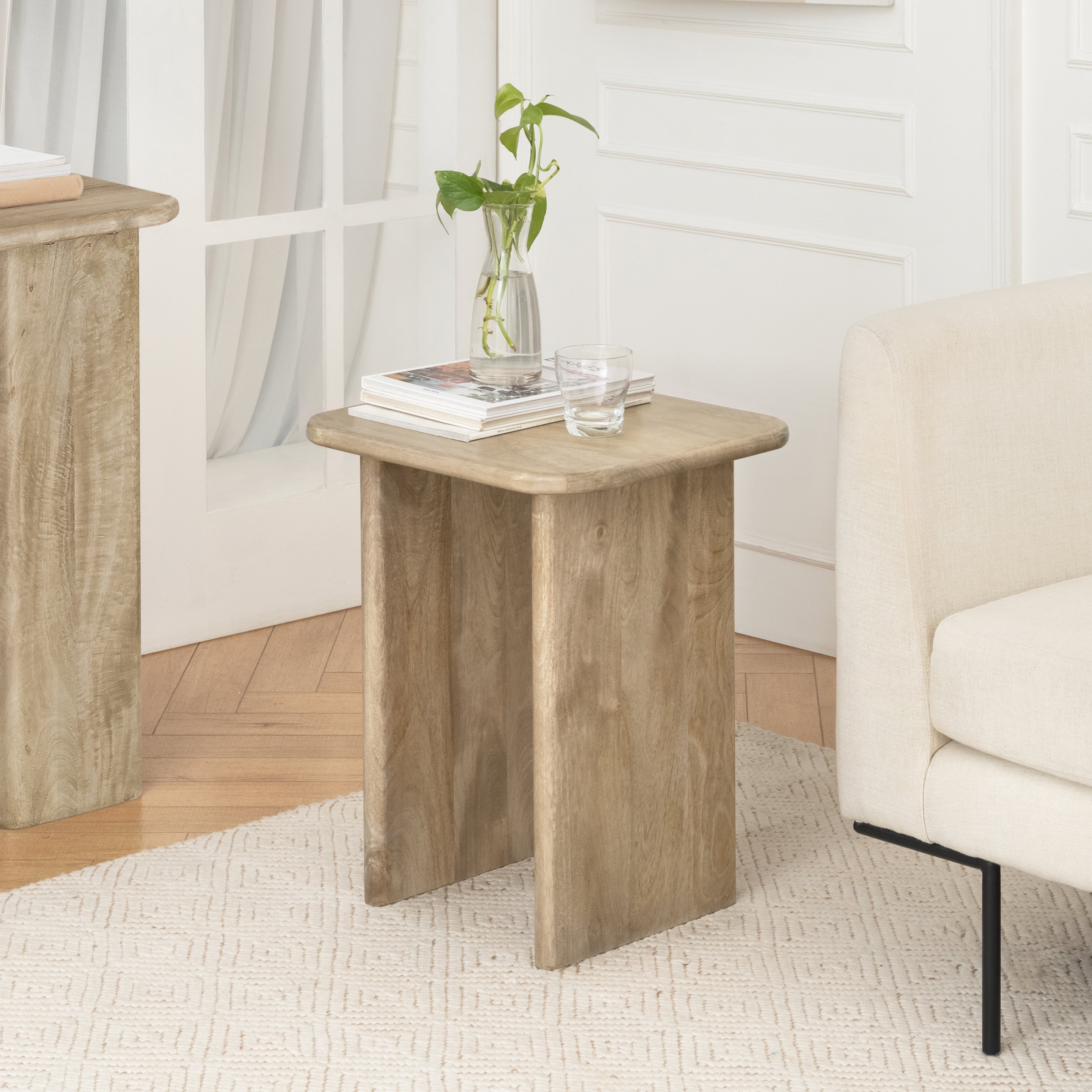 Jem Solid Wood Side Table - Warm Sand