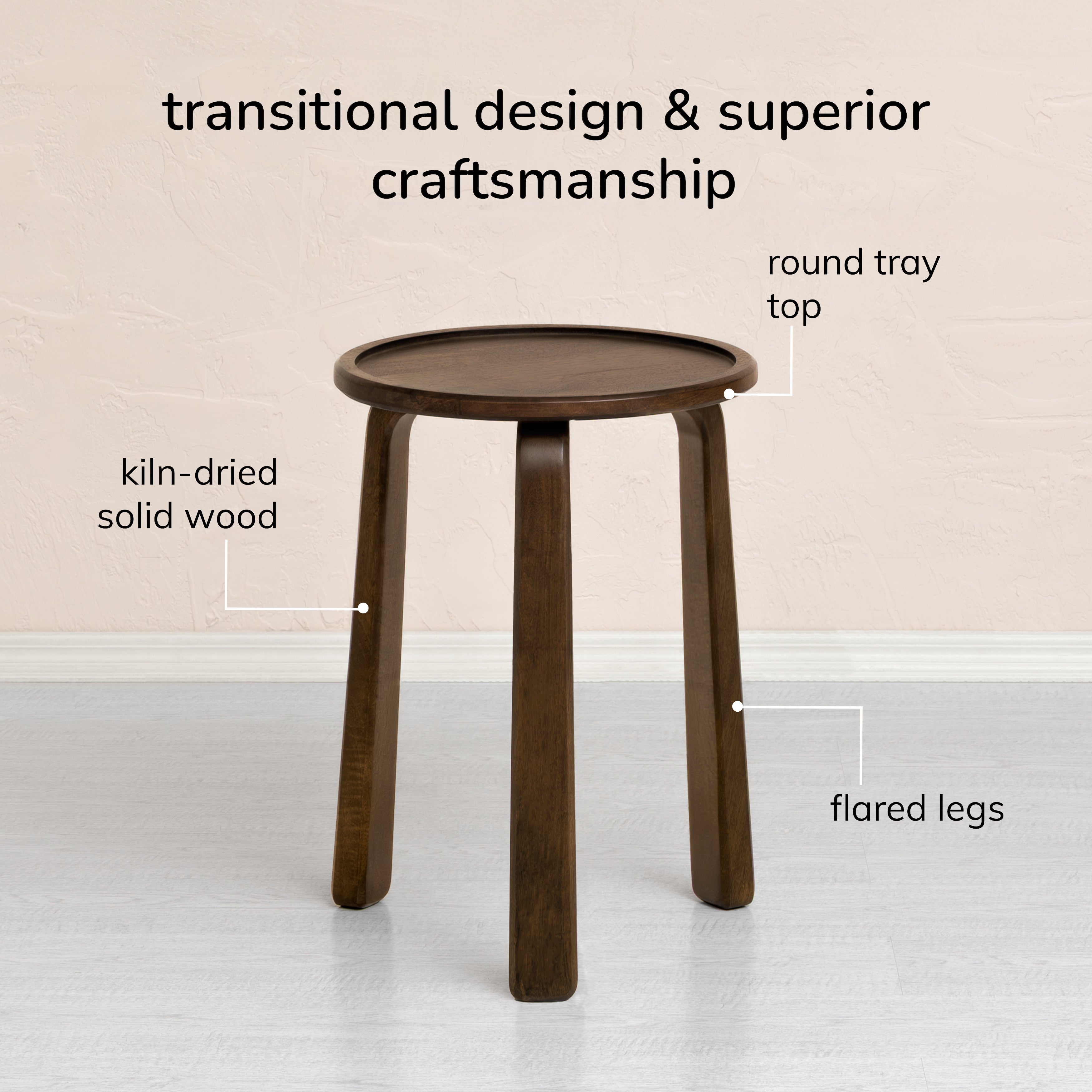Daisy Solid Wood Side Table - Hazel Brown