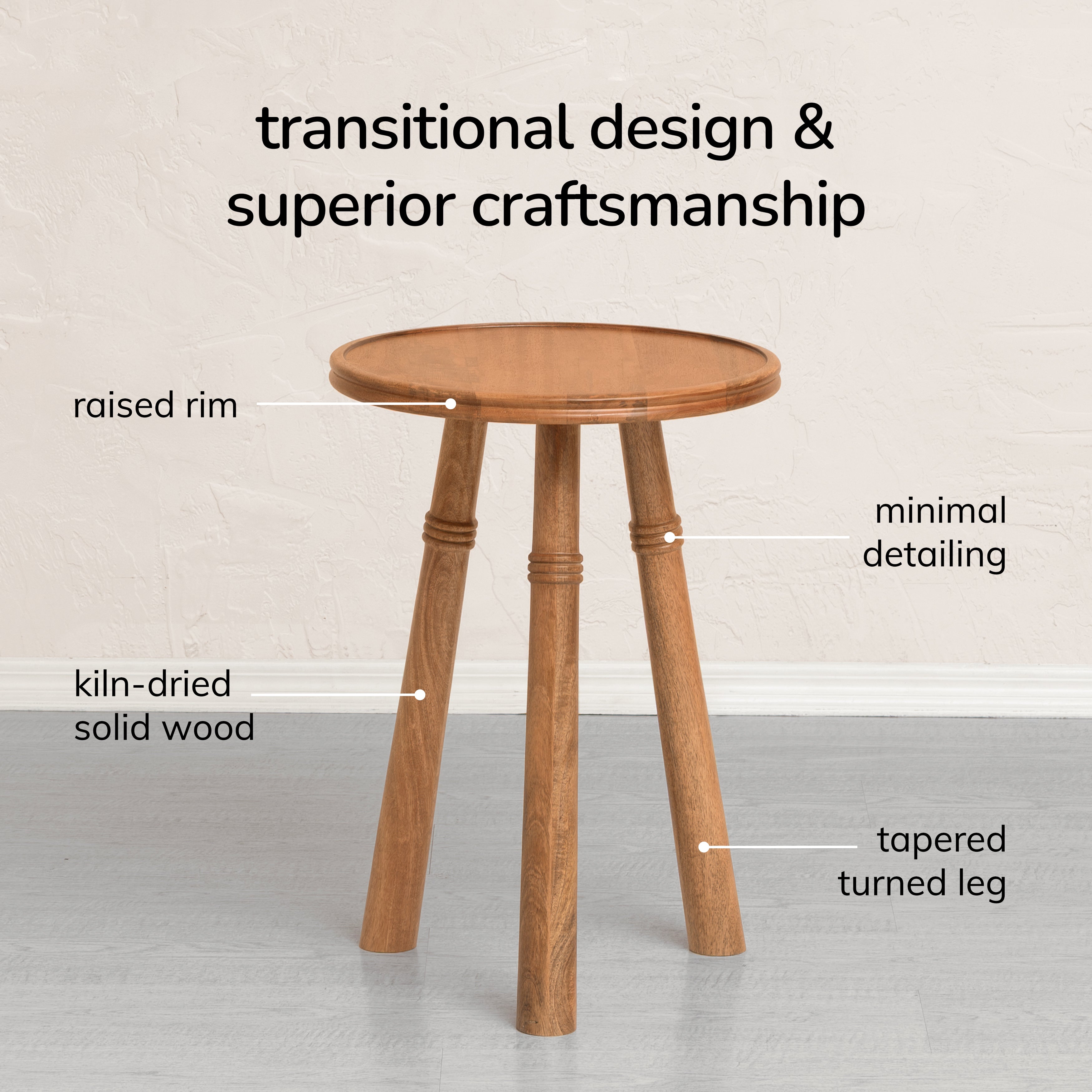 Lola Solid Wood Side Table - Mid Tone Honey