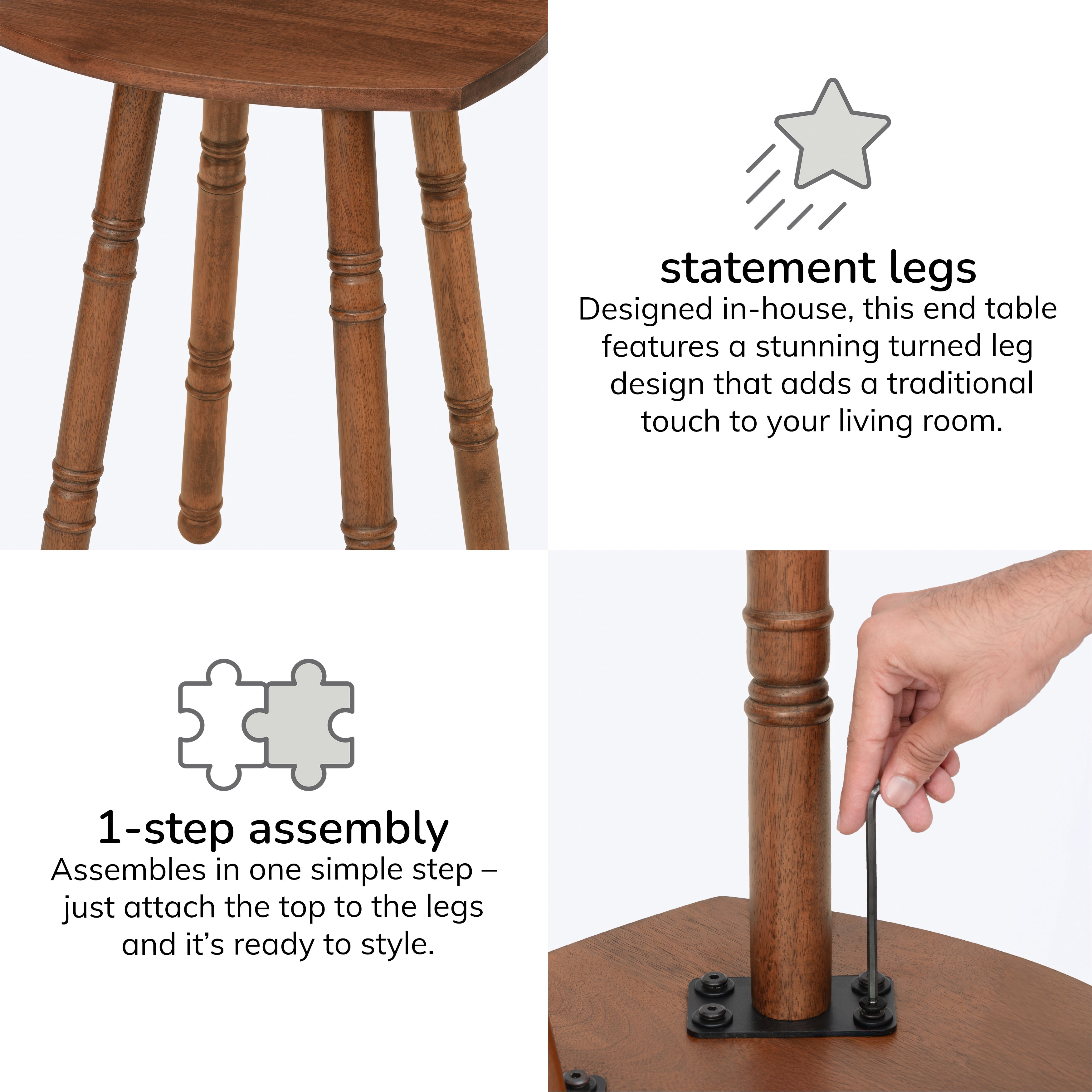 Spritz Solid Wood Side Table - Walnut