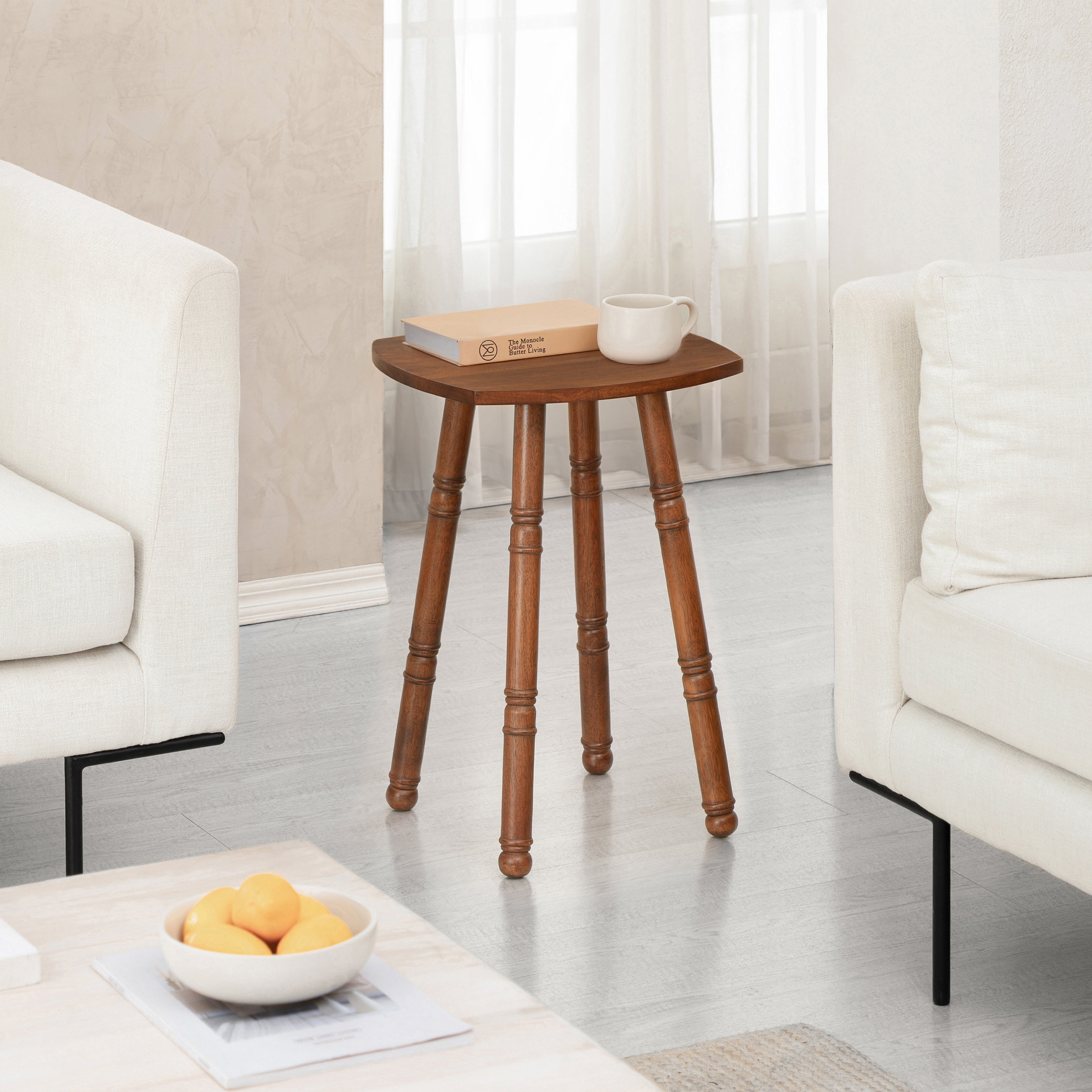 Spritz Solid Wood Side Table - Walnut