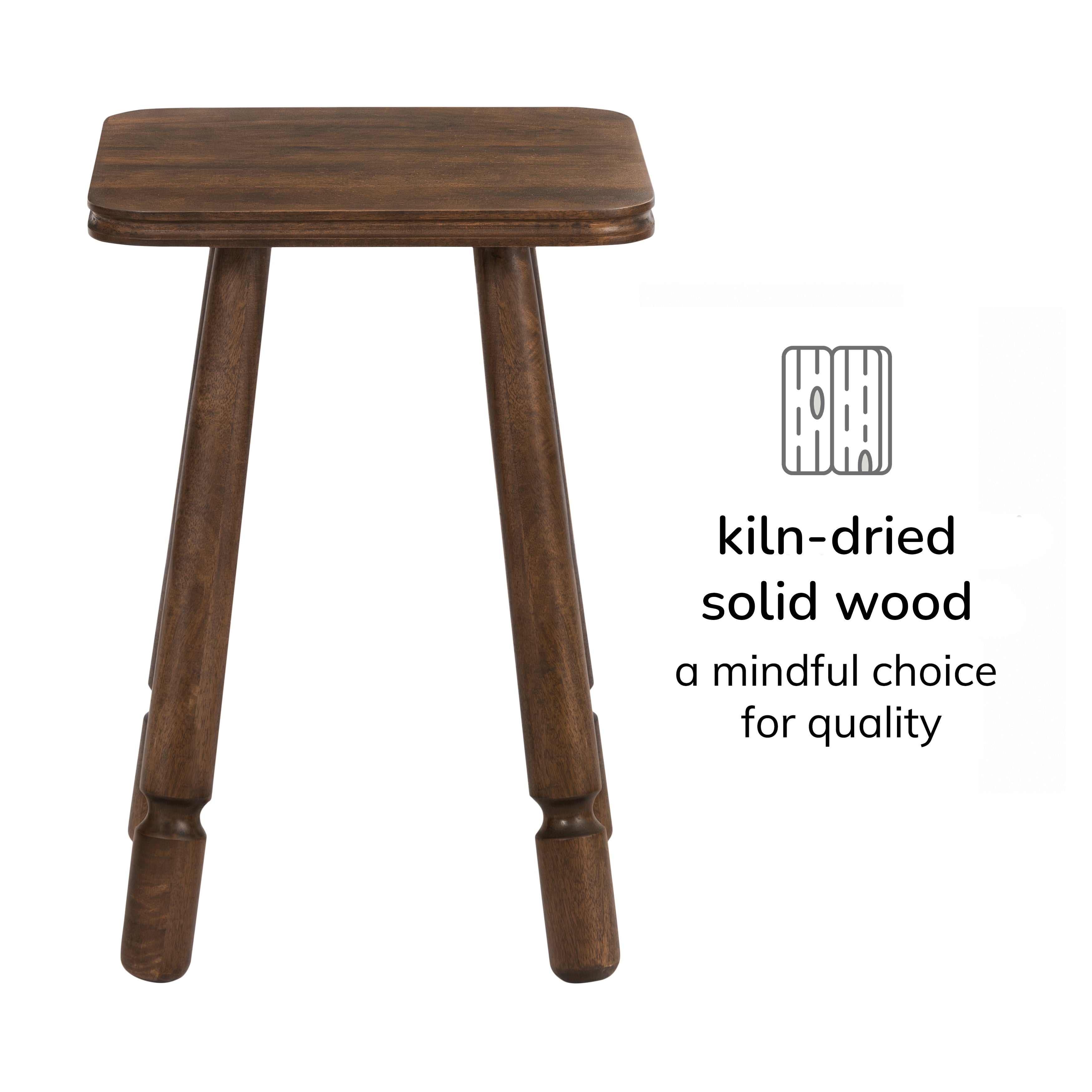 Olive Solid Wood Side Table - Hazel Brown
