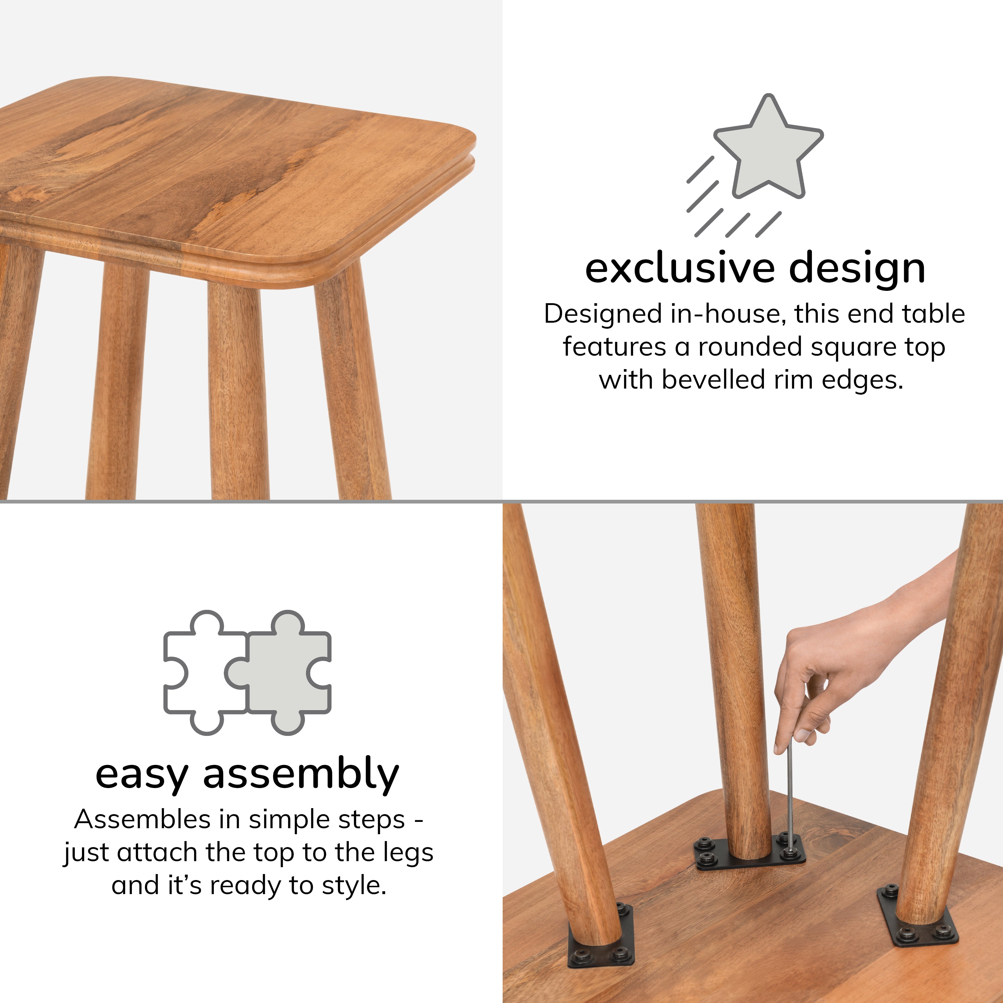 Olive Solid Wood Side Table - Mid Tone Honey
