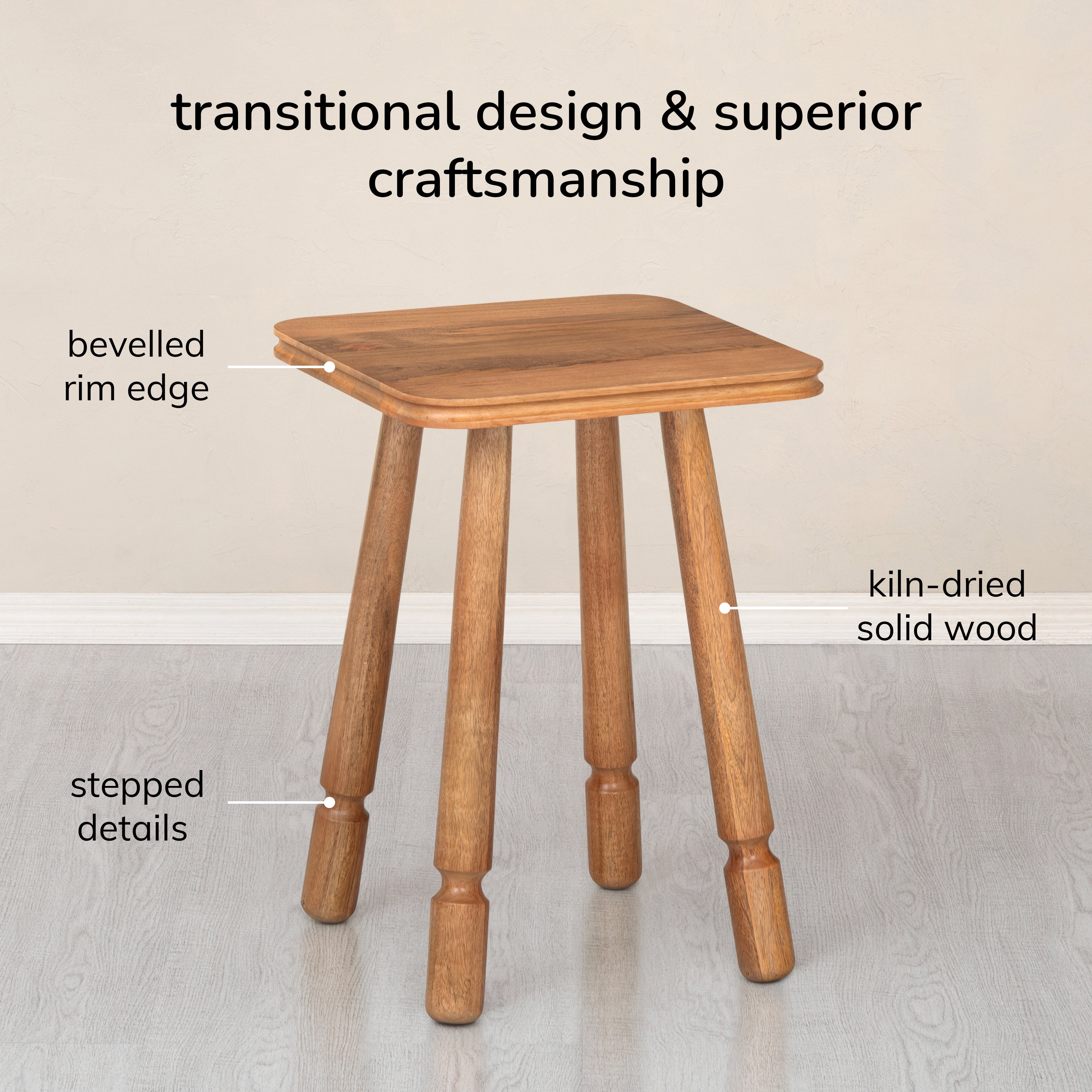 Olive Solid Wood Side Table - Mid Tone Honey