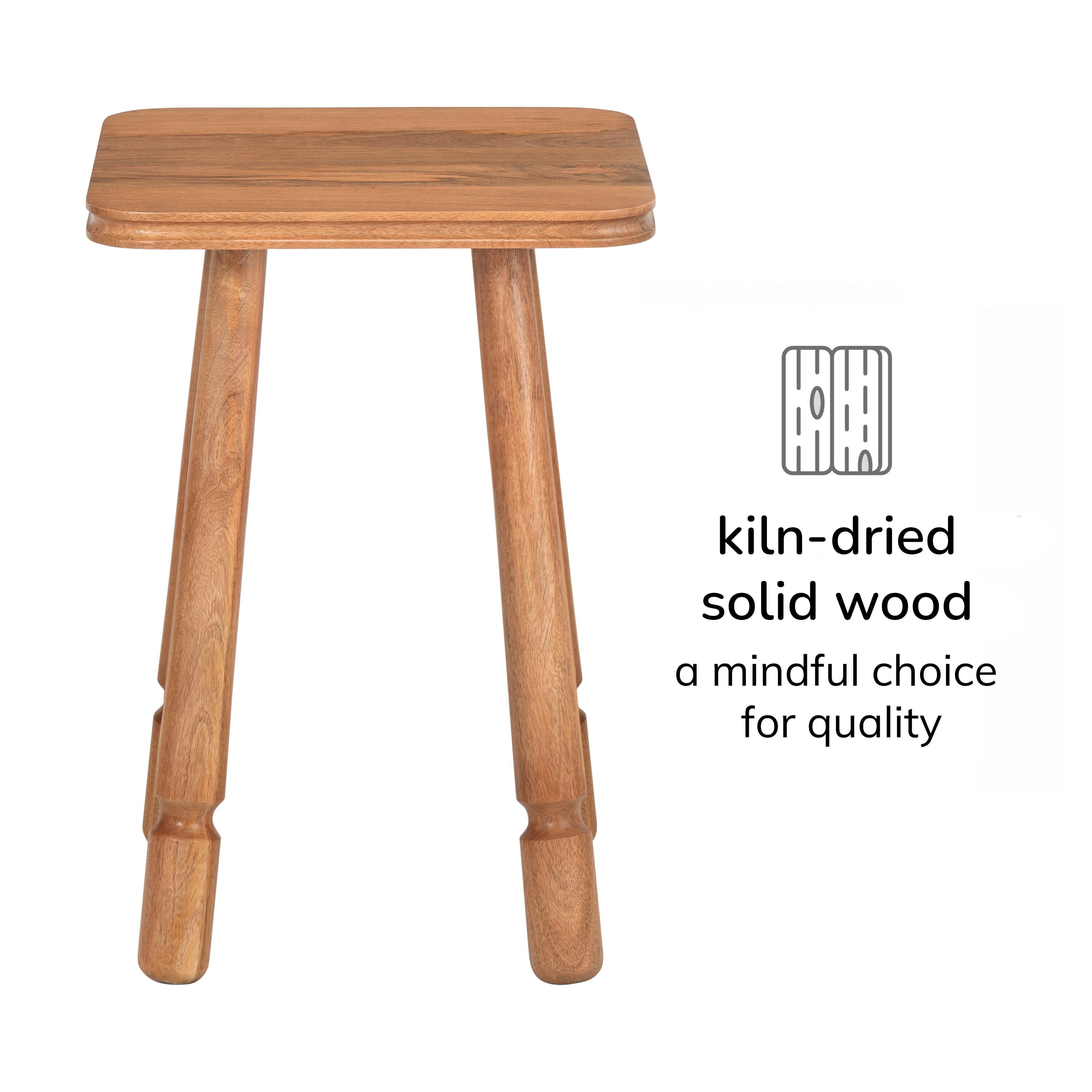 Olive Solid Wood Side Table - Mid Tone Honey