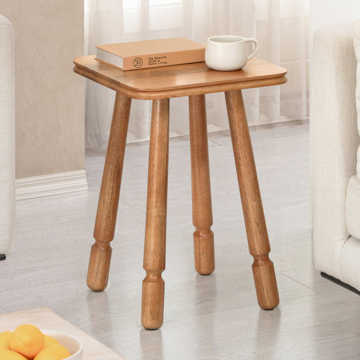 Olive Solid Wood Side Table - Mid Tone Honey