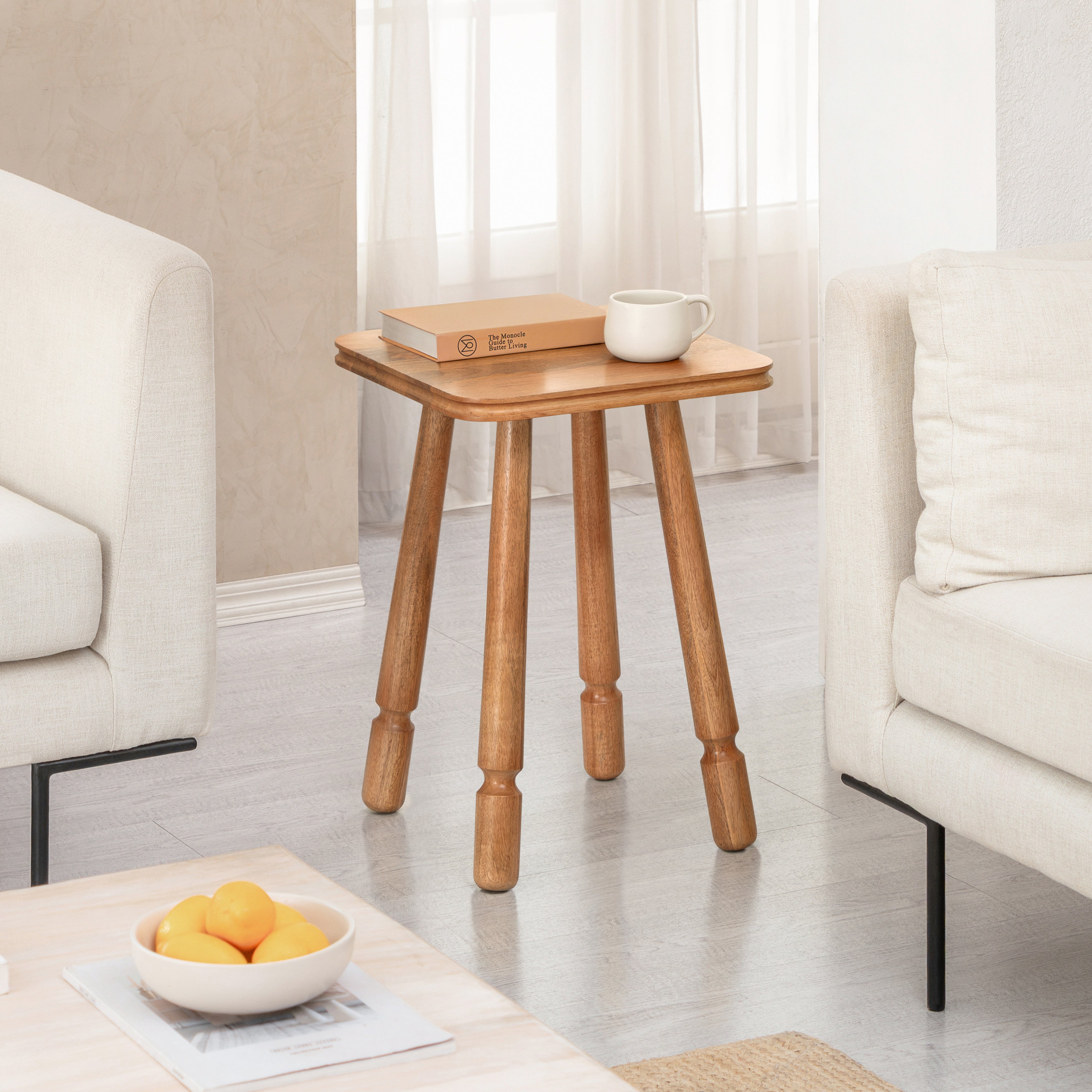 Olive Solid Wood Side Table - Mid Tone Honey