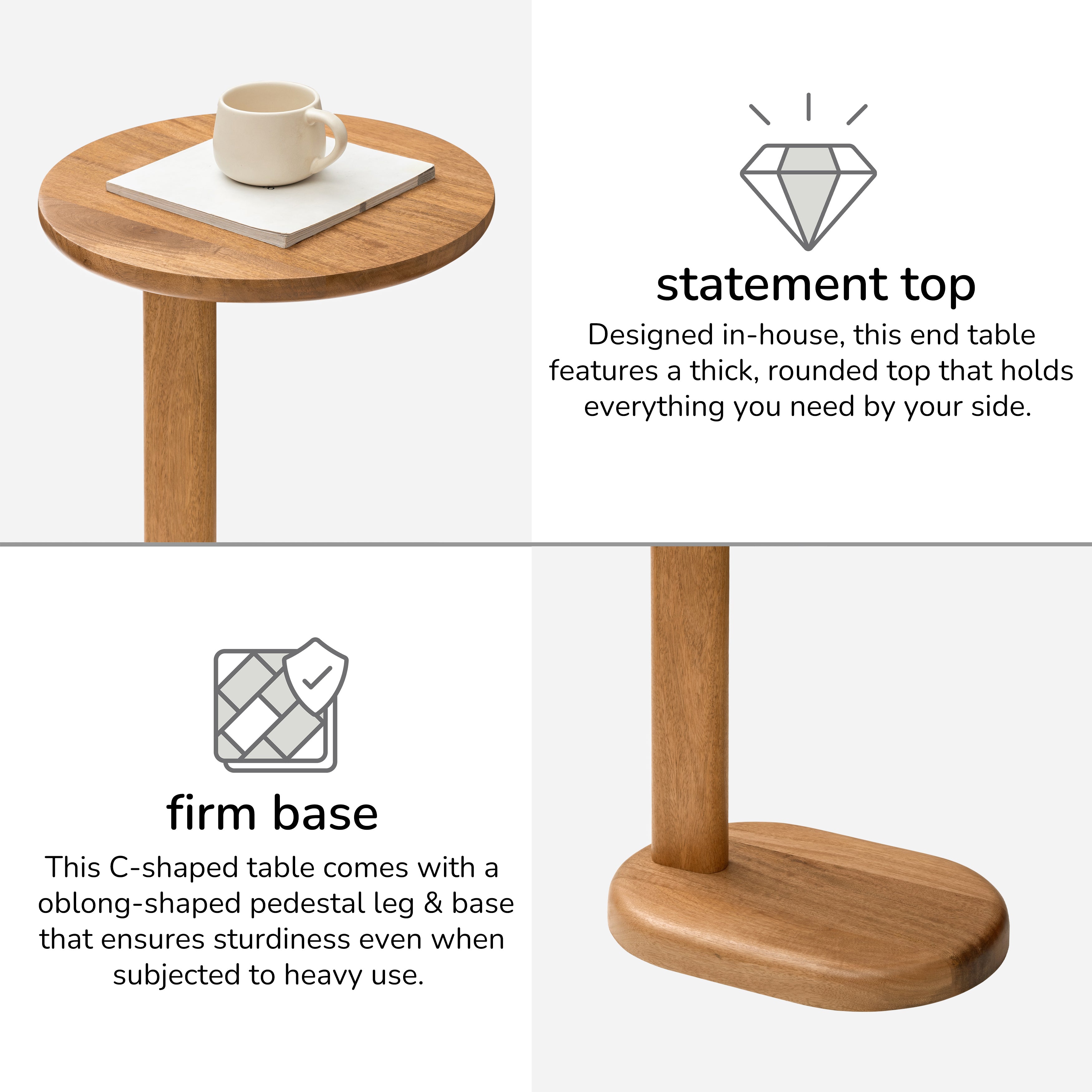 Nora Solid Wood Side Table - Mid Tone Honey